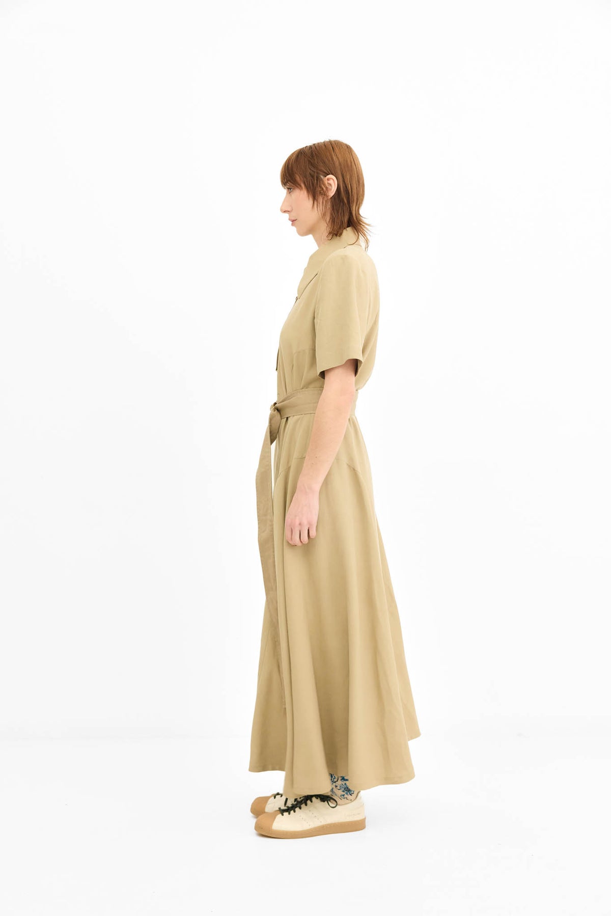 Isabella Dress - Latte Silk mix