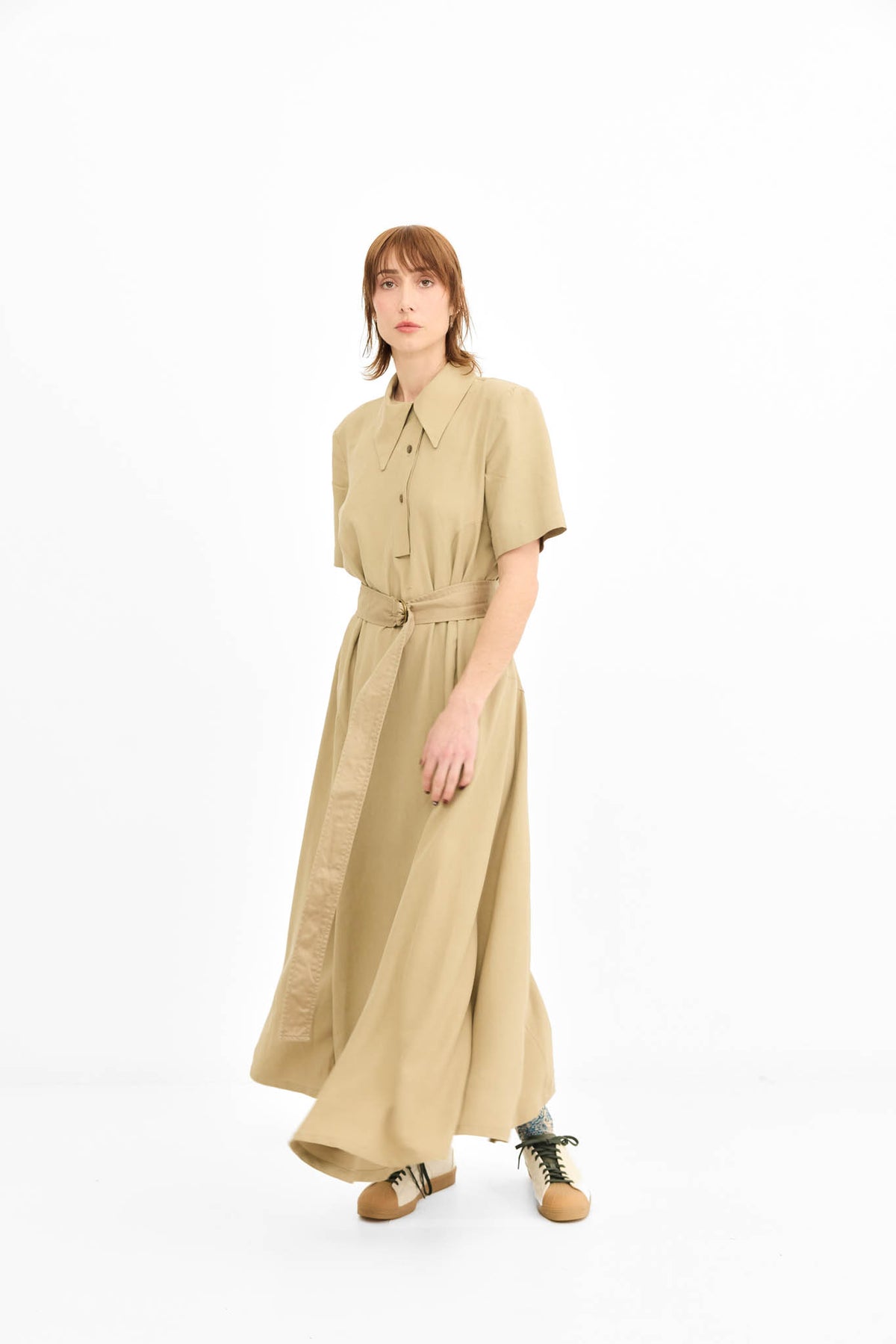 Isabella Dress - Latte Silk mix