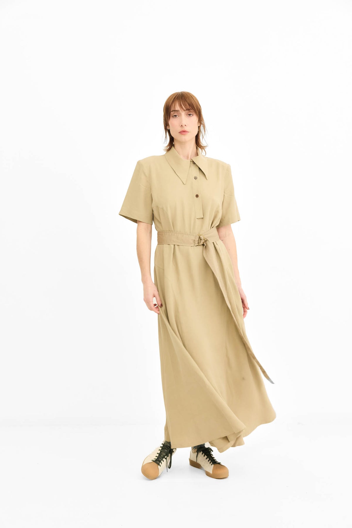Isabella Dress - Latte Silk mix