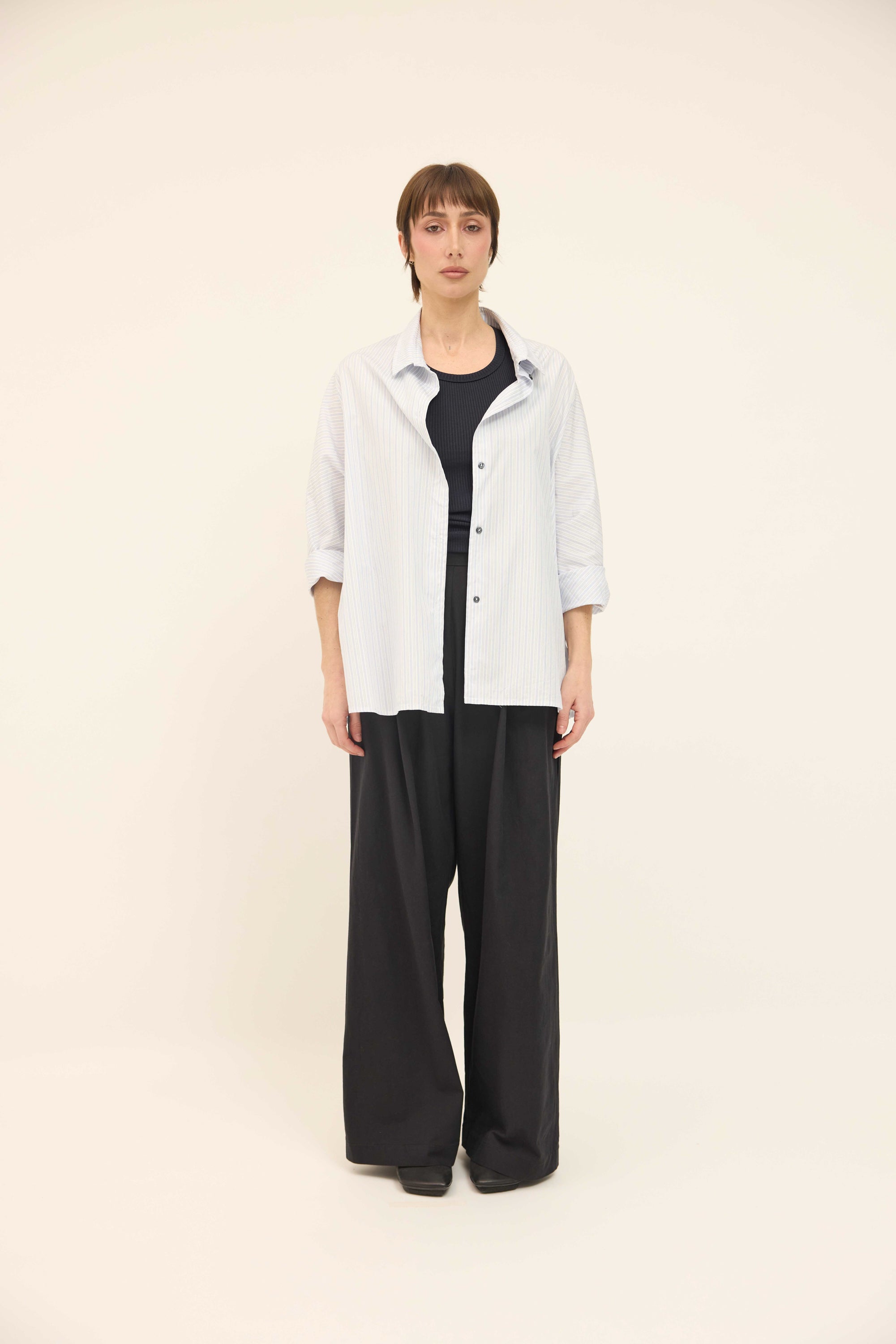 Anna Shirt - Soft Blue / White stripes