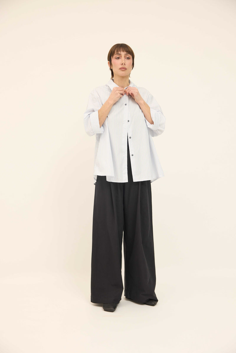 Anna Shirt - Soft Blue / White stripes