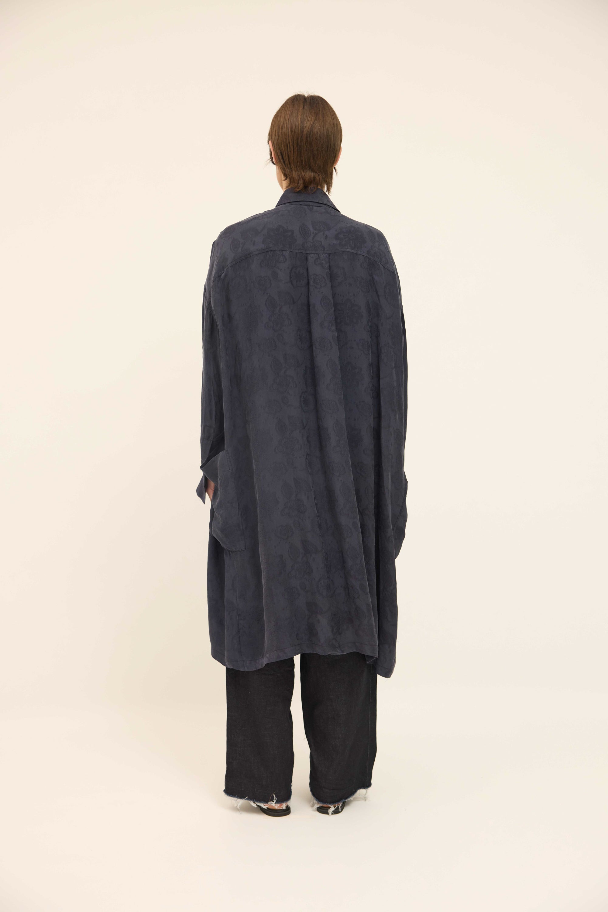 Tia Shirt - Ink Silk Jacquard