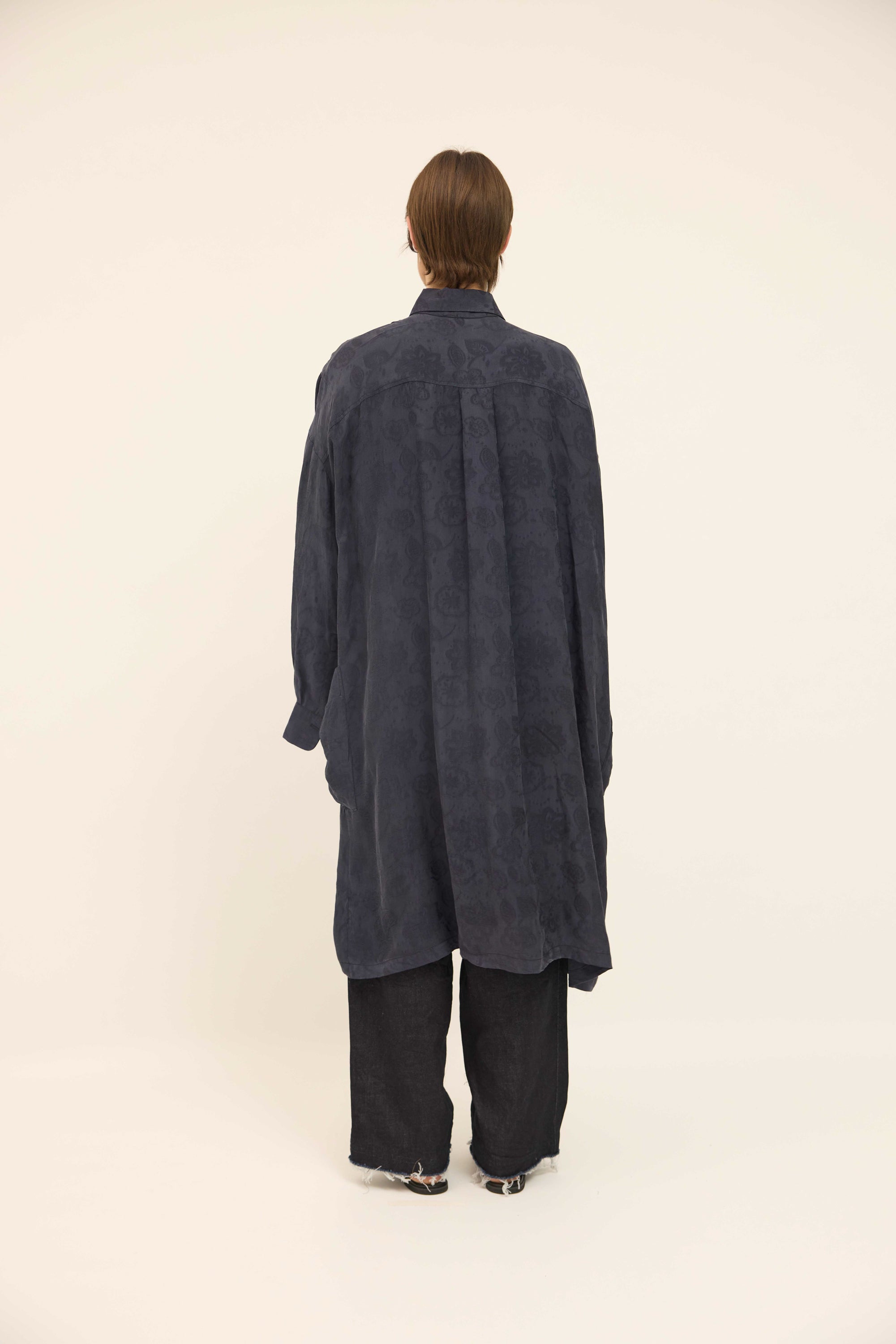 Tia Shirt - Ink Silk Jacquard