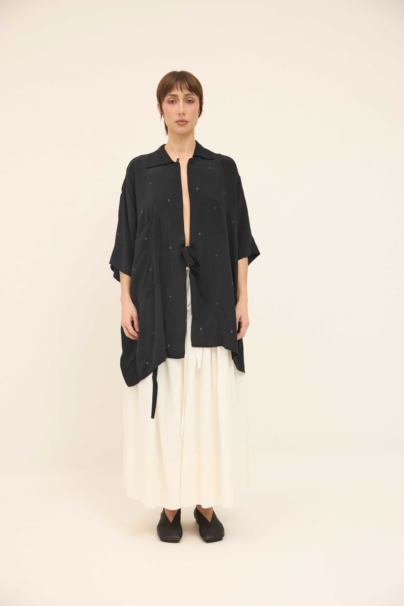 Tie Shirt - Black with spot