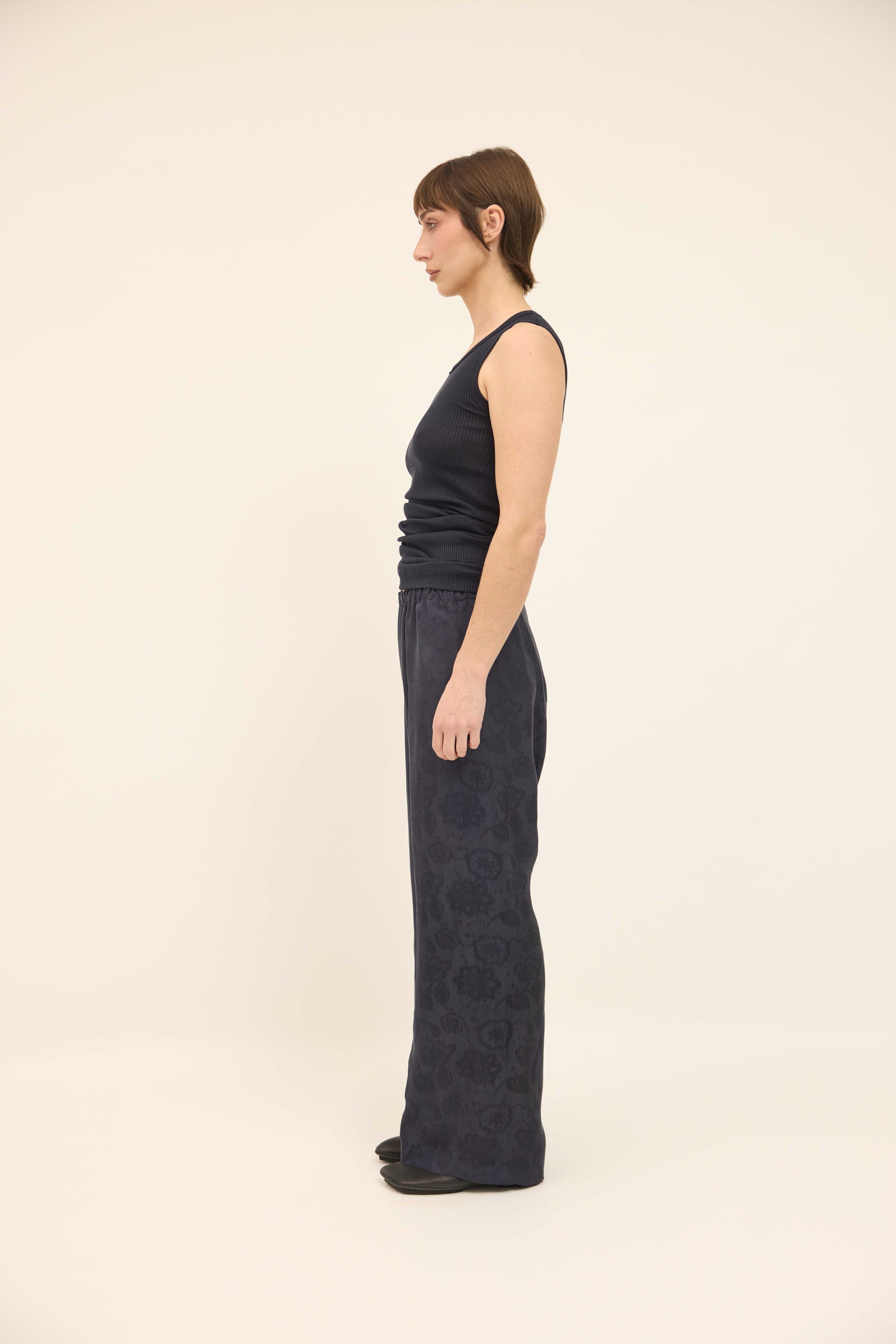 Simple Pants - Ink Silk Jacquard