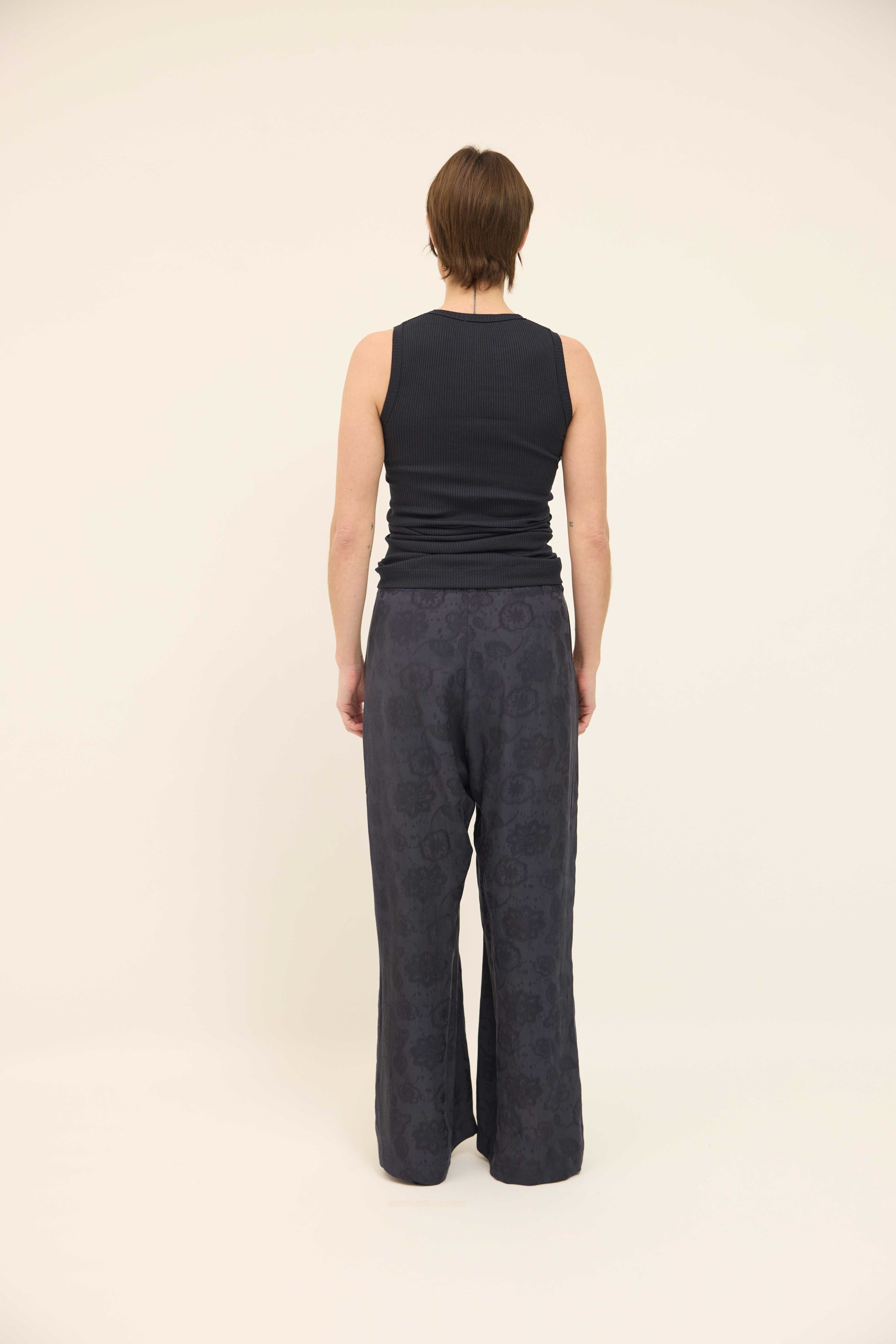 Simple Pants - Ink Silk Jacquard