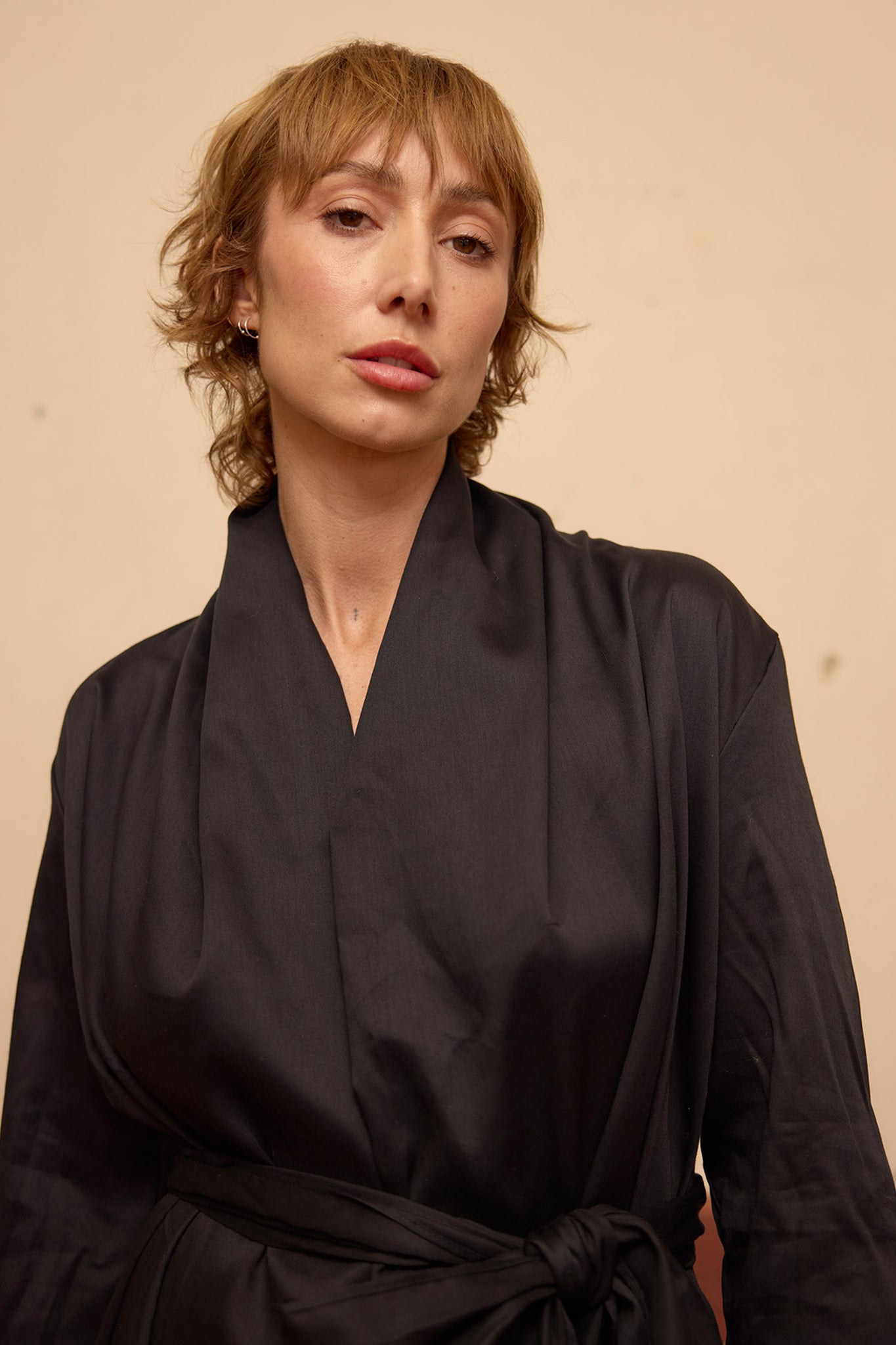 Brooke Dress - Black Sateen Cotton