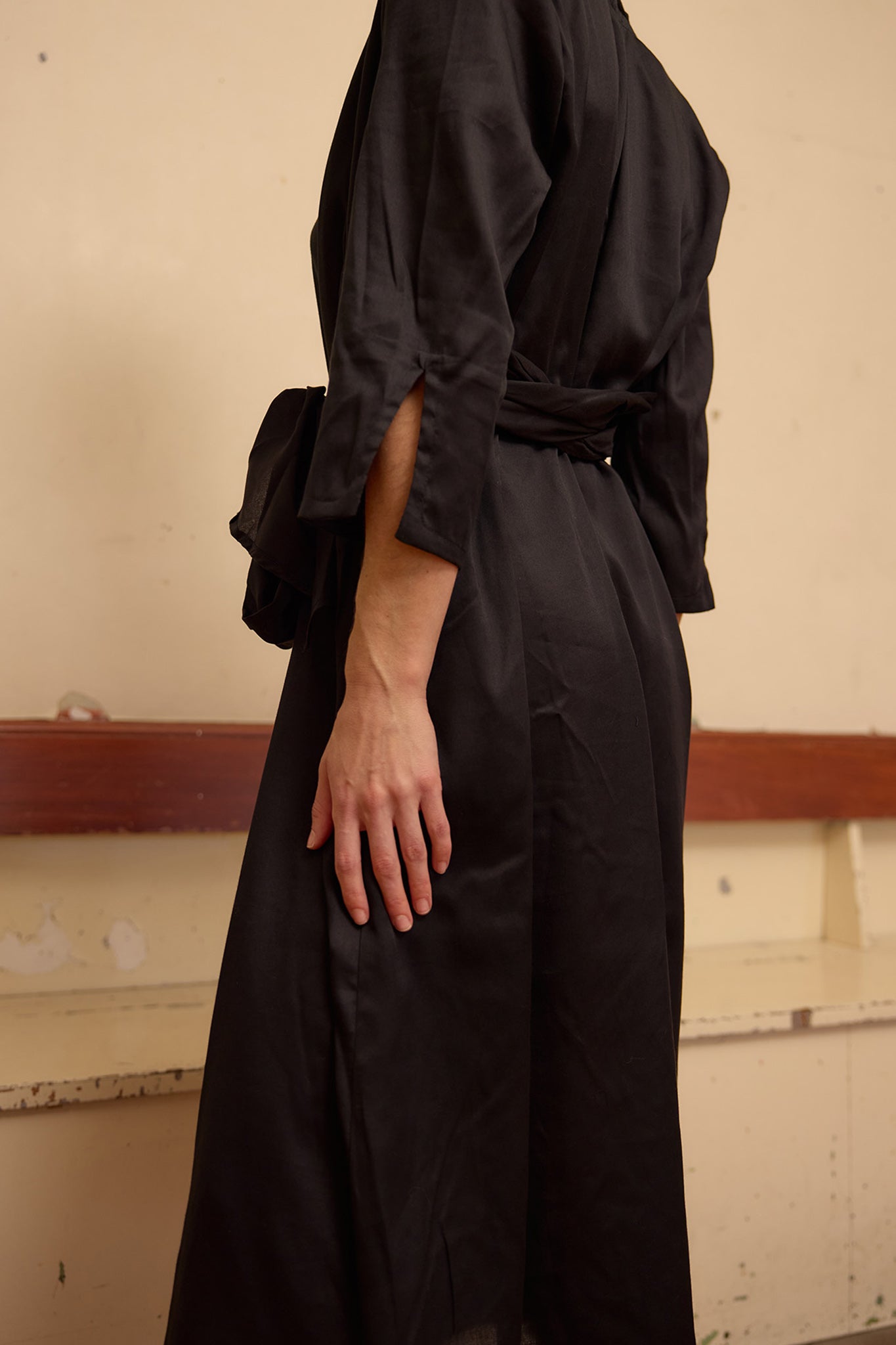 Brooke Dress - Black Sateen Cotton