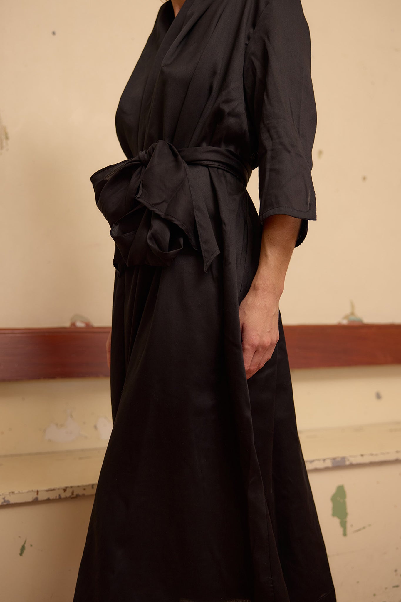 Brooke Dress - Black Sateen Cotton