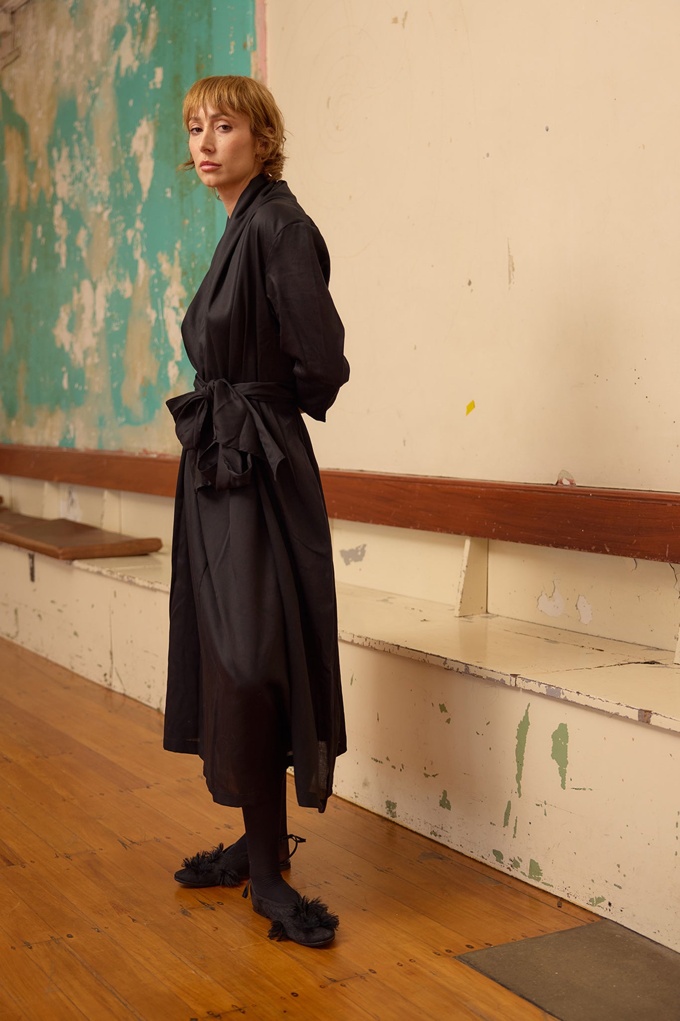 Brooke Dress - Black Sateen Cotton