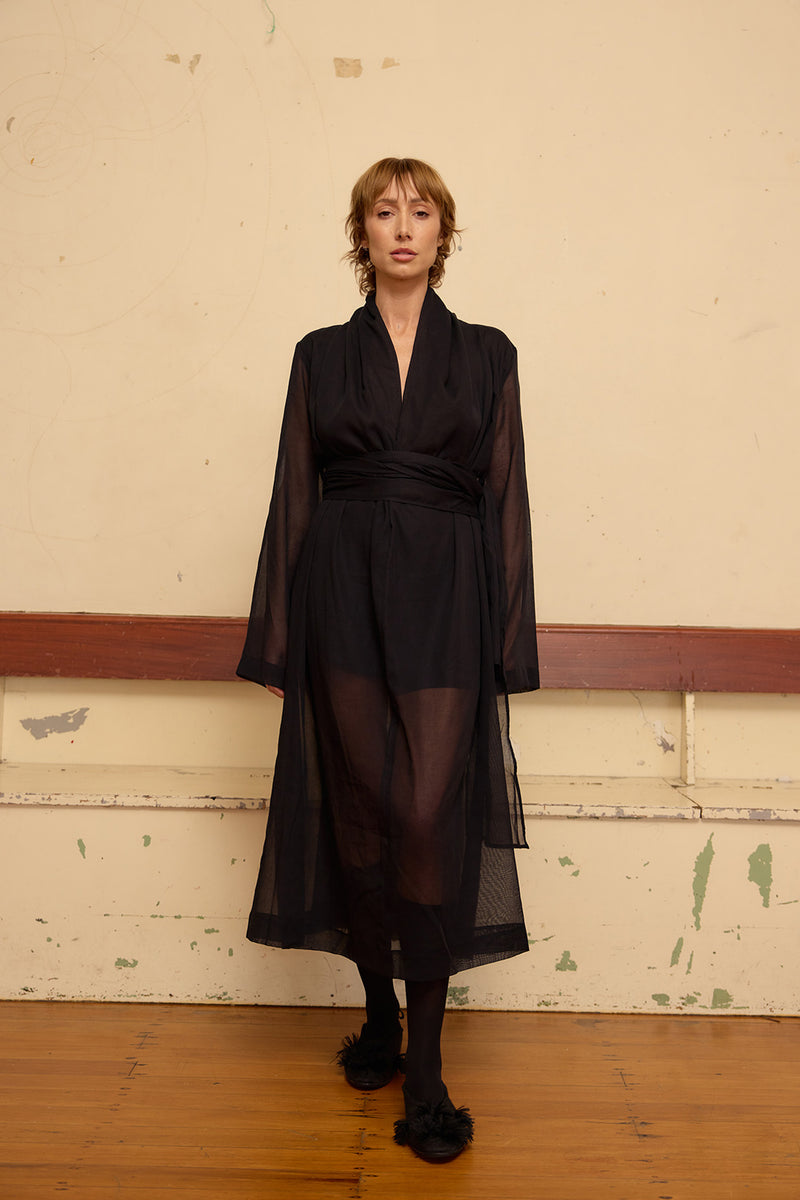 Brooke Dress - Black Sheer Cotton