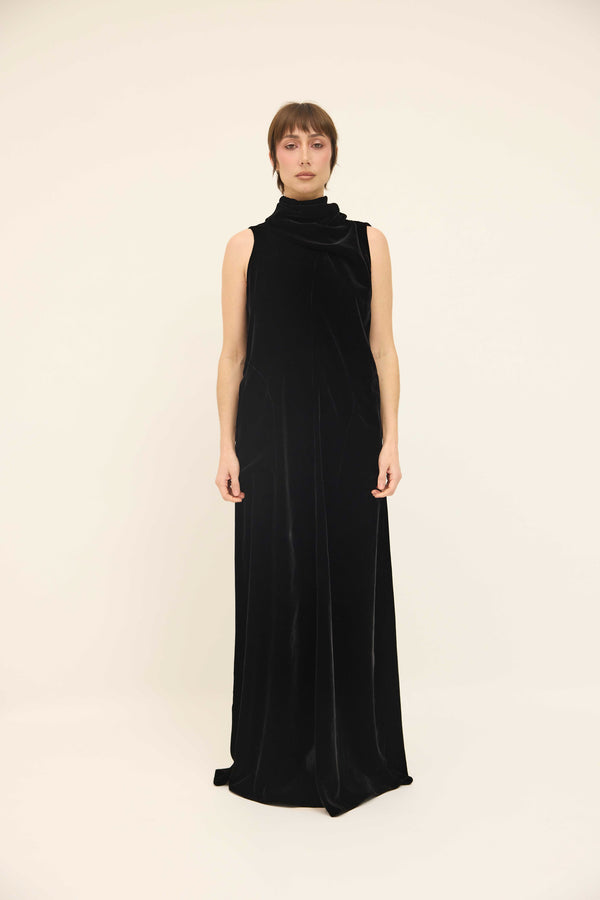 Edwina Dress - Black Velvet