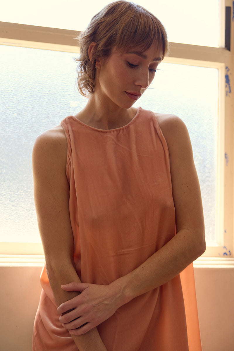 Sara's Dress - Peach Velvet  Long