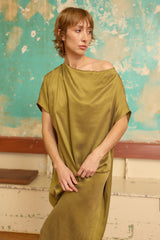 Sheath Dress - Sandwashed Silk -Green