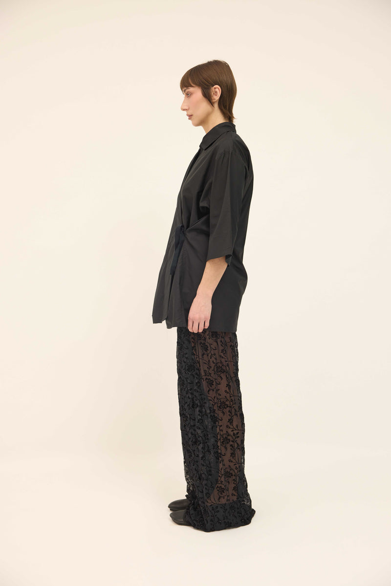 Tie Shirt - Black Organic Cotton