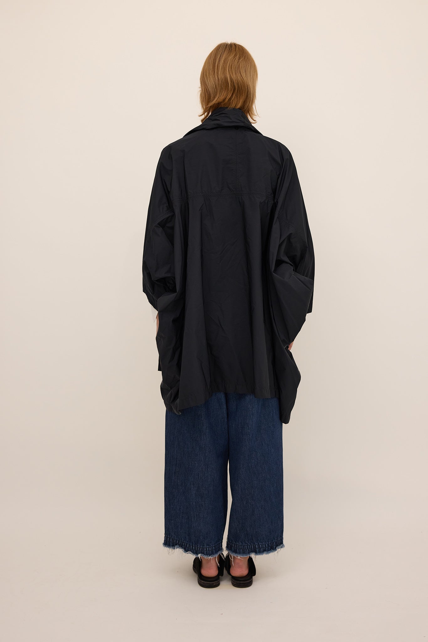 Cape Coat - Black Nylon