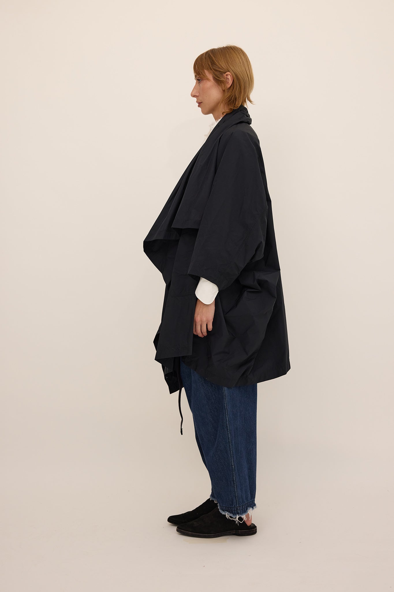 Cape Coat - Black Nylon