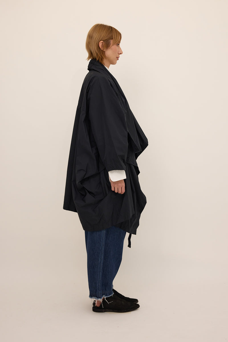 Cape Coat - Black Nylon