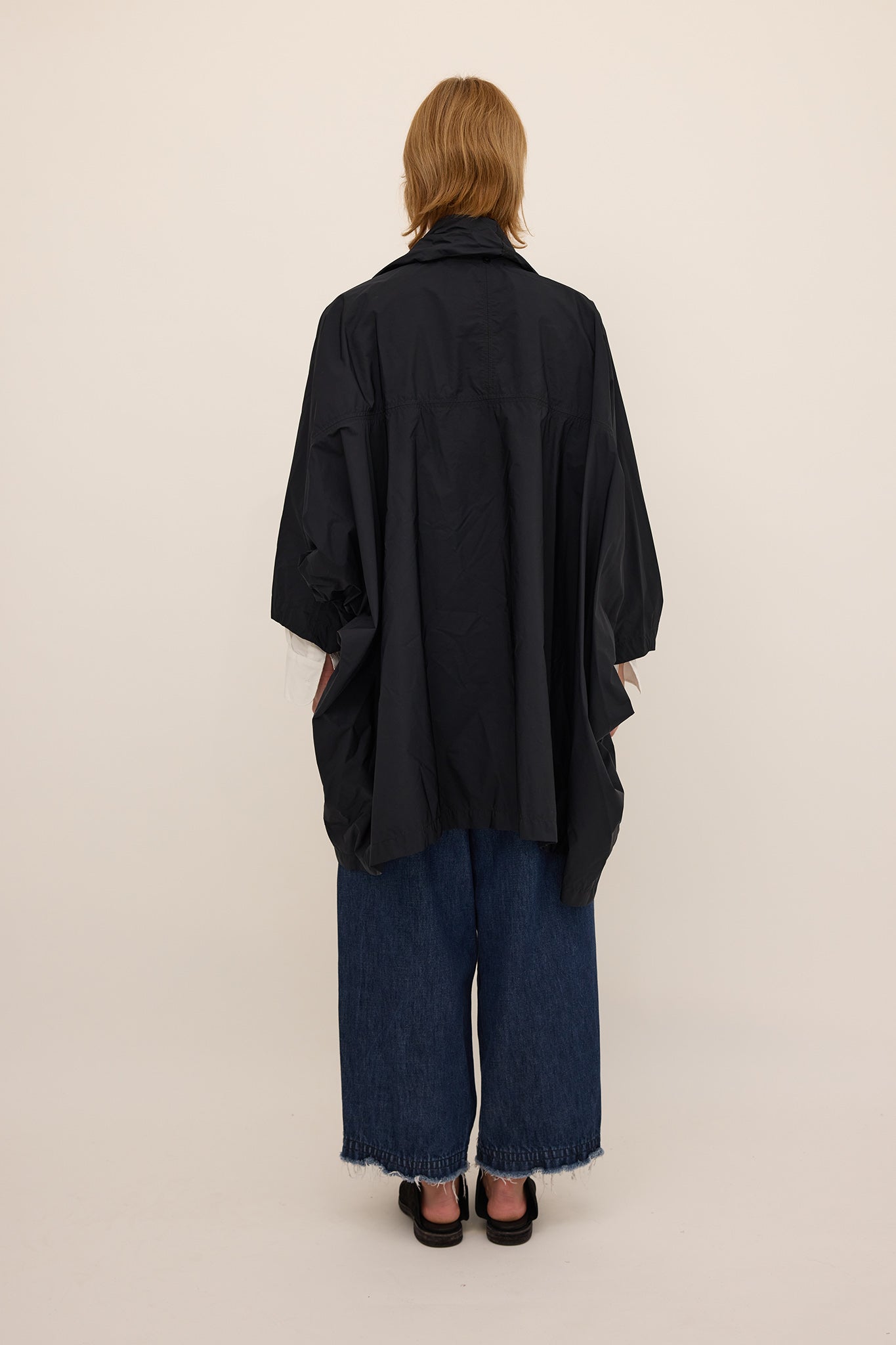 Cape Coat - Black Nylon