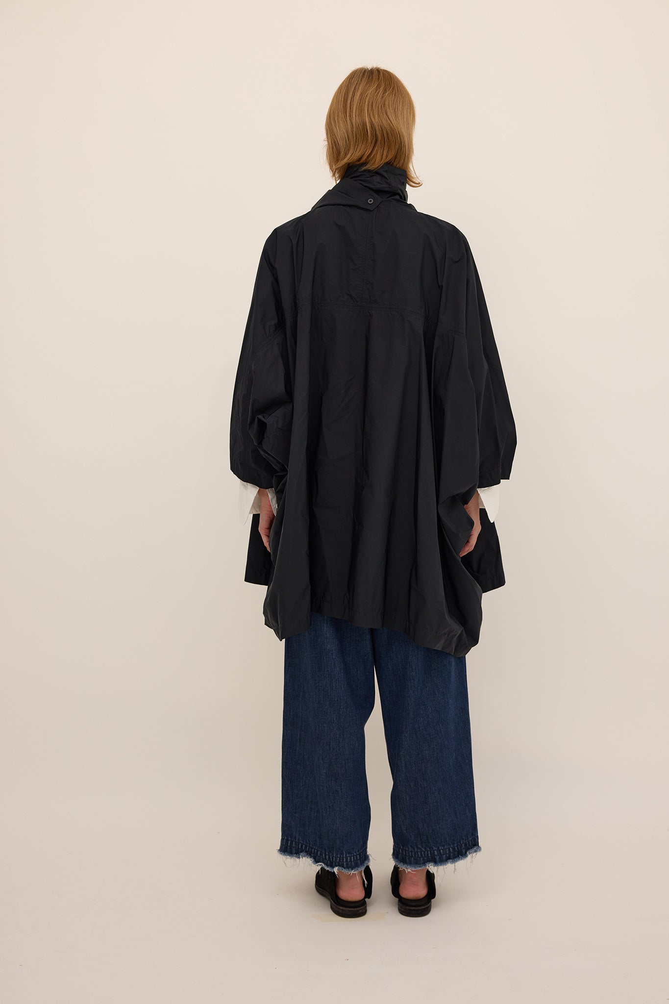 Cape Coat - Black Nylon