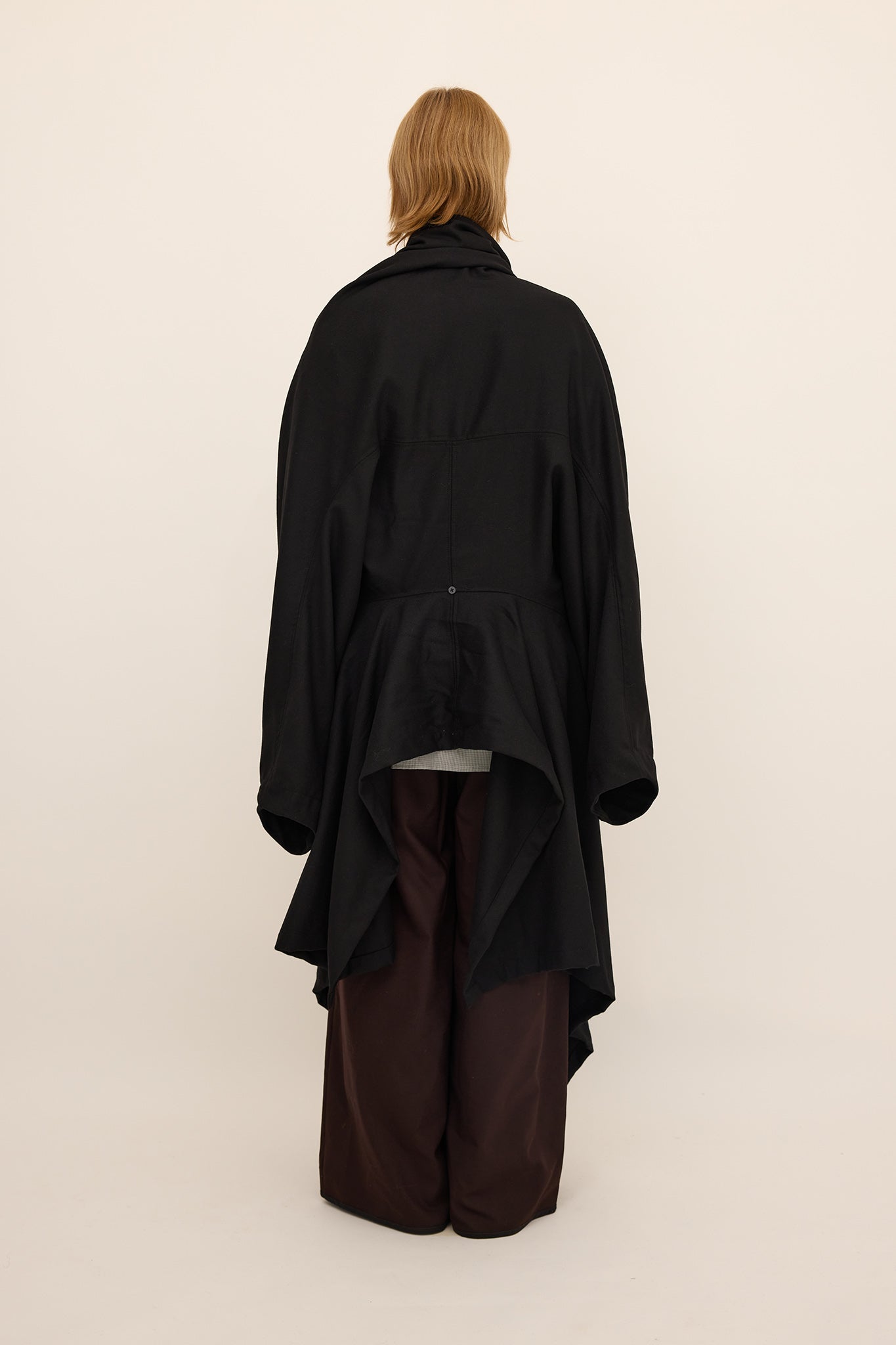 Cape Coat / Black Wool