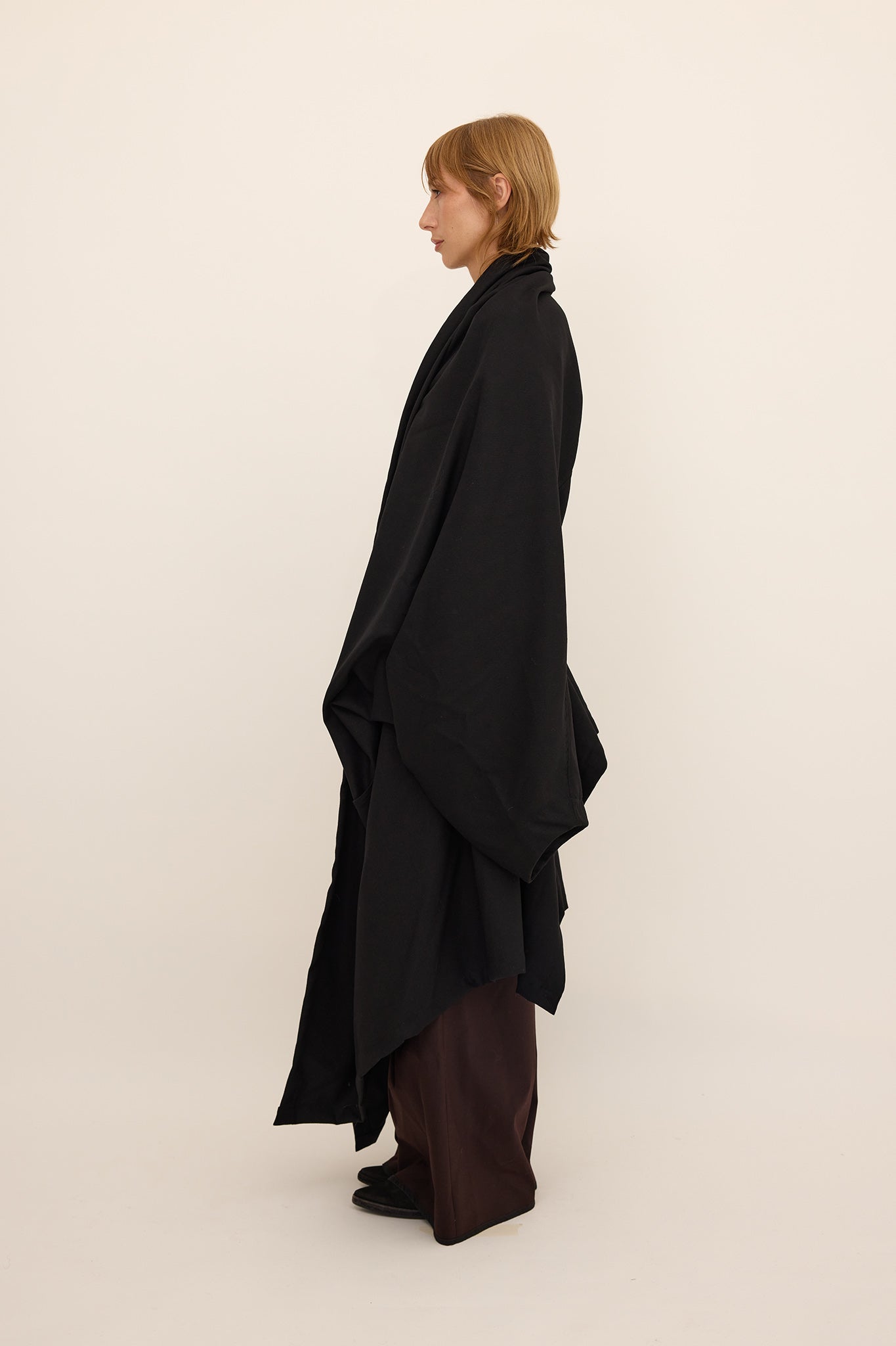 Cape Coat / Black Wool
