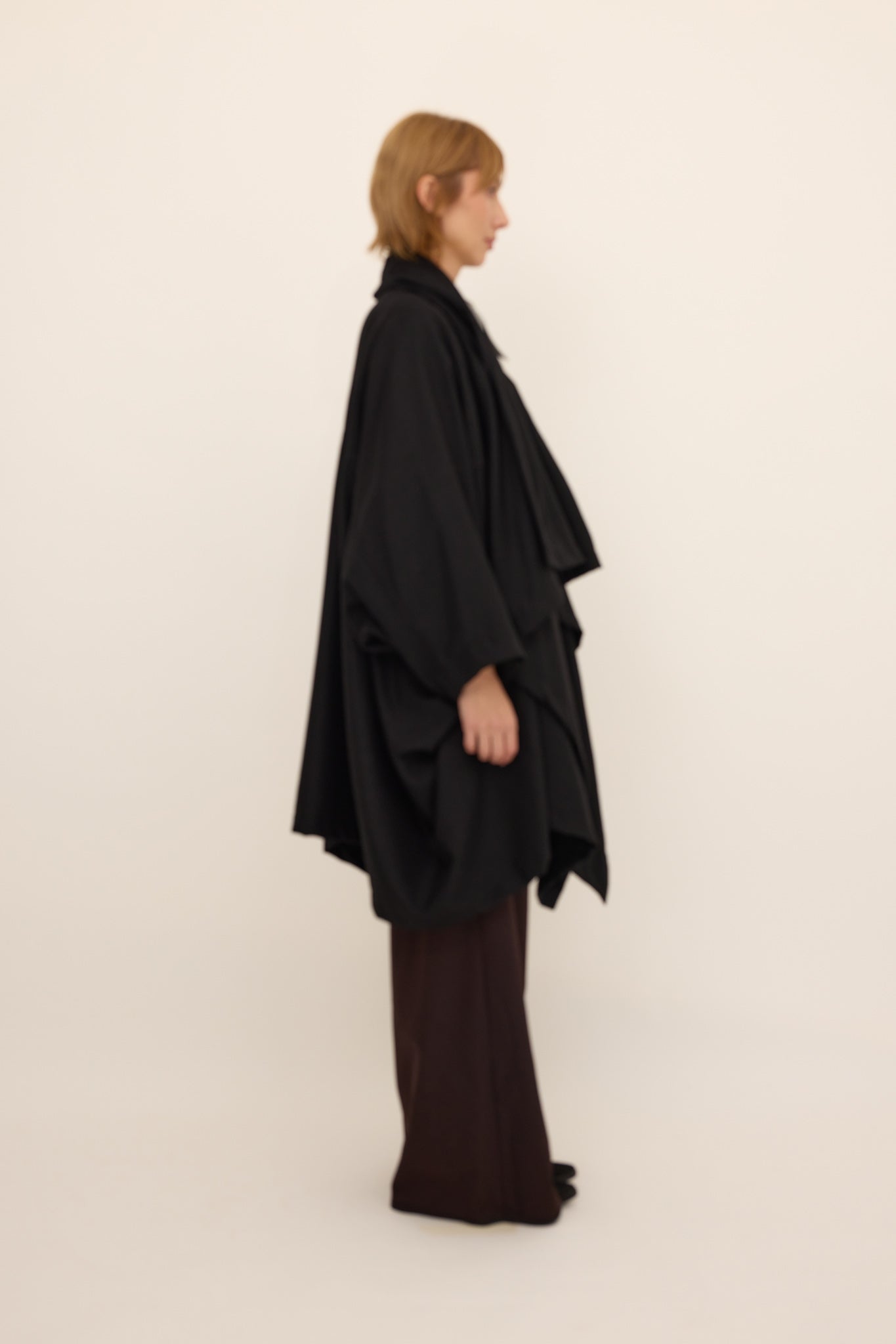 Cape Coat / Black Wool