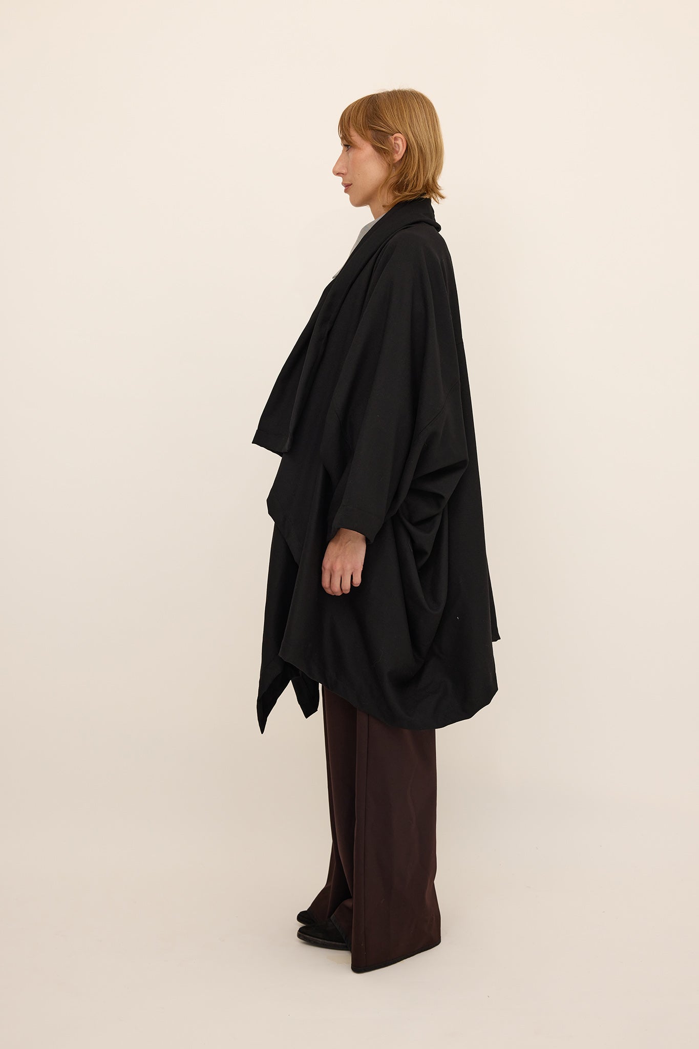 Cape Coat / Black Wool