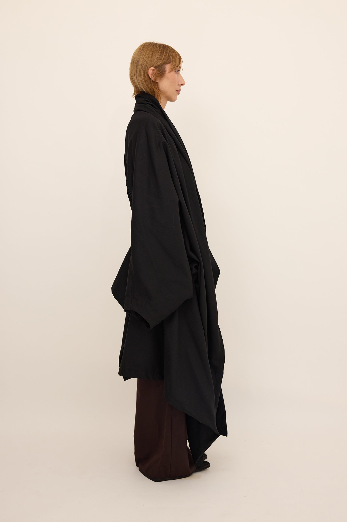 Cape Coat / Black Wool
