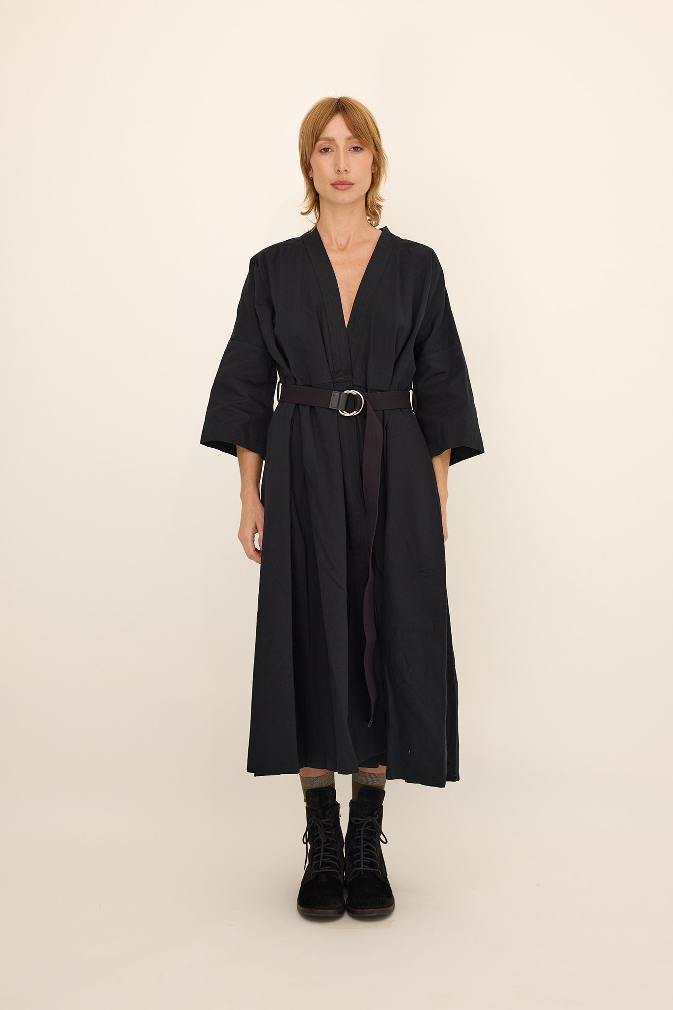 Dianna Coat Dress / Black Cotton/ Silk