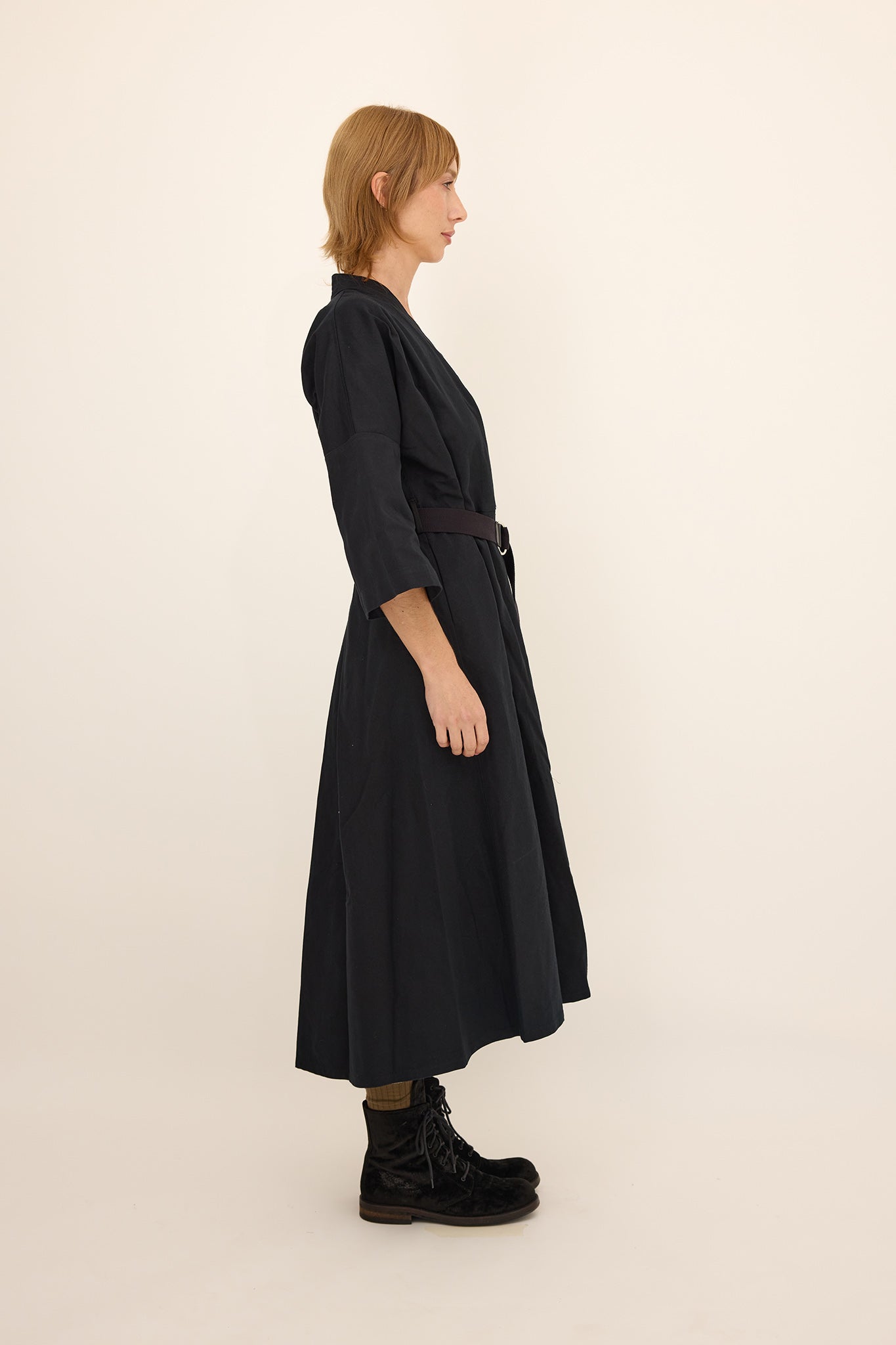 Dianna Coat Dress / Black Cotton/ Silk