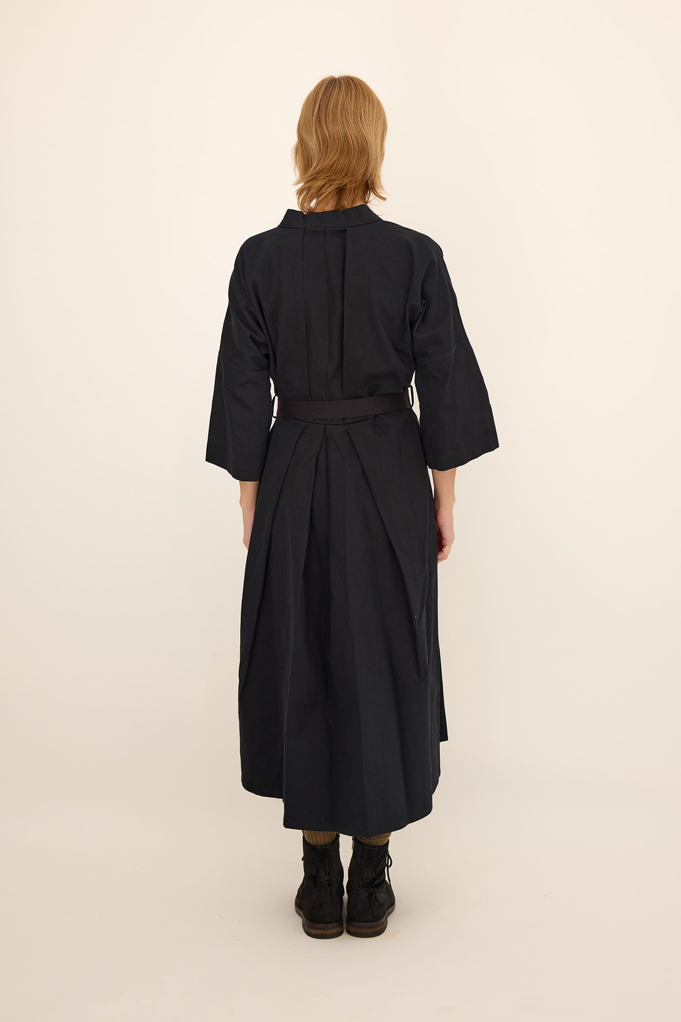 Dianna Coat Dress / Black Cotton/ Silk
