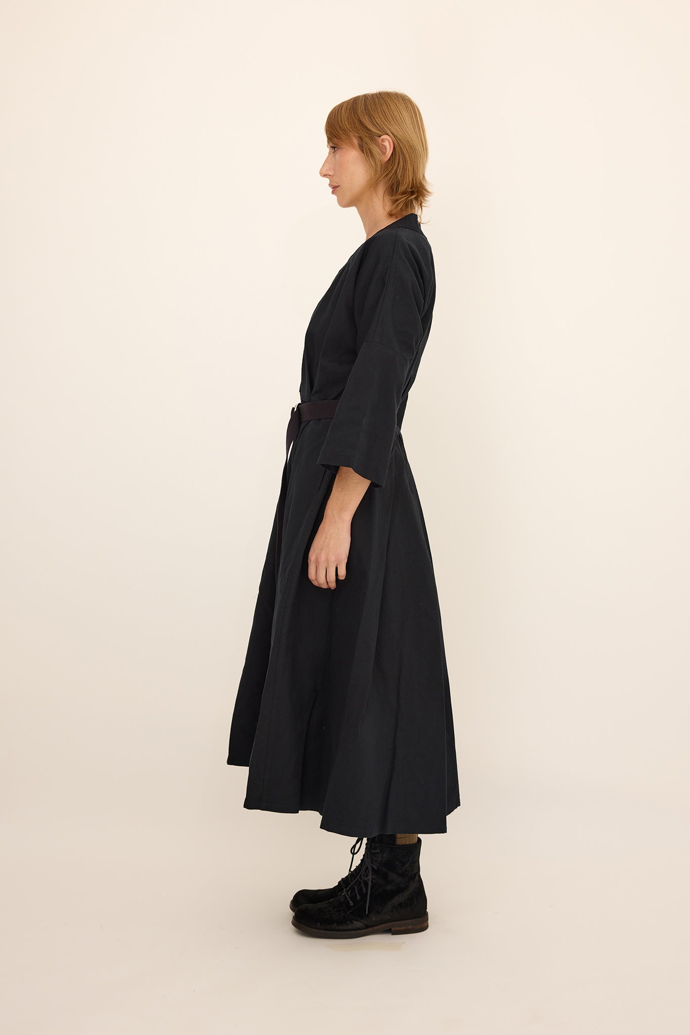 Dianna Coat Dress / Black Cotton/ Silk