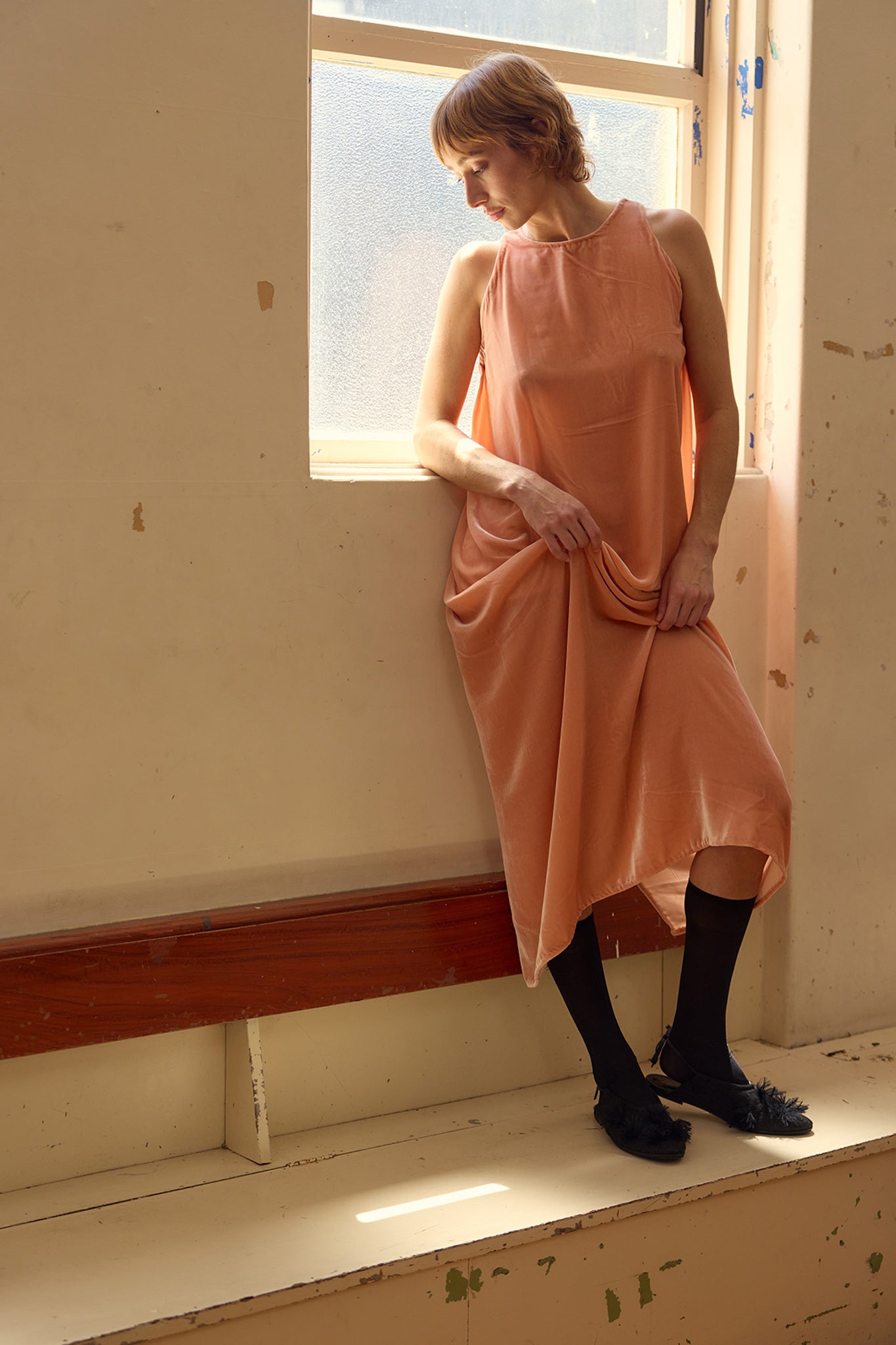 Sara's Dress - Peach Velvet  Long
