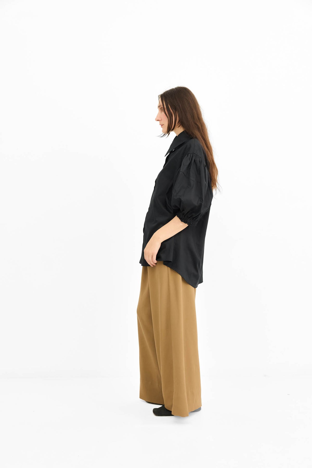 Puff Sleeve Shirt - Black