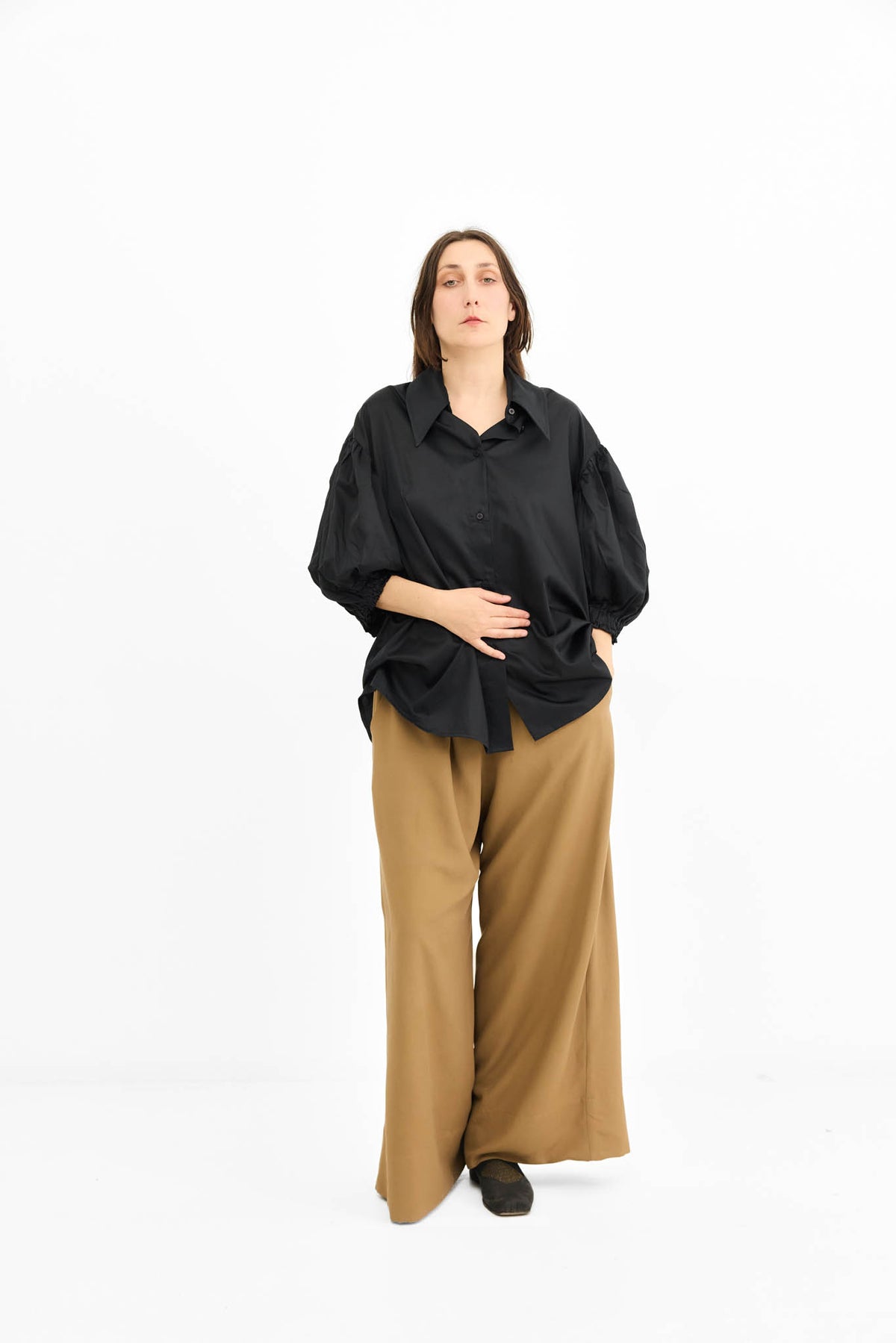 Puff Sleeve Shirt - Black