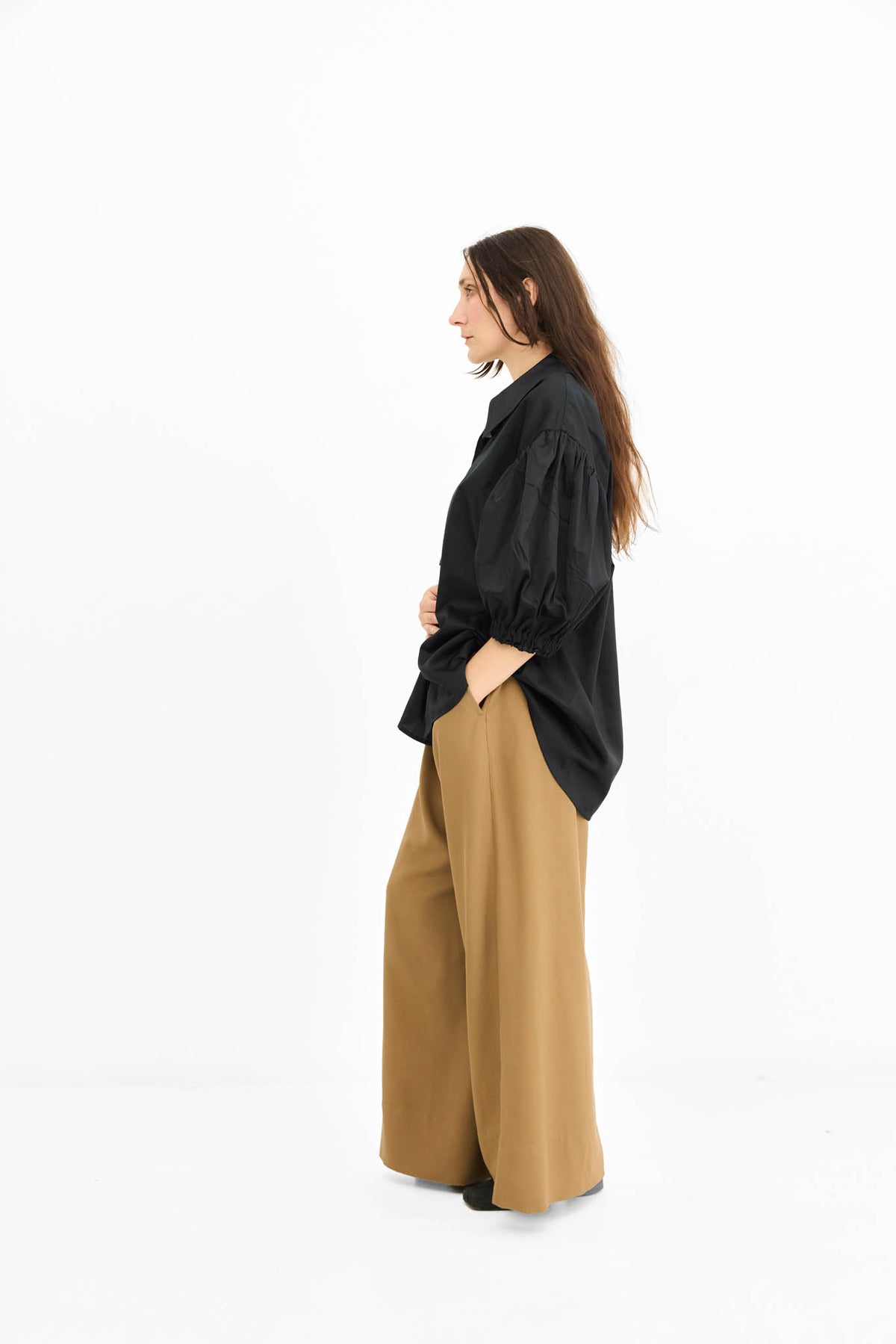 Puff Sleeve Shirt - Black