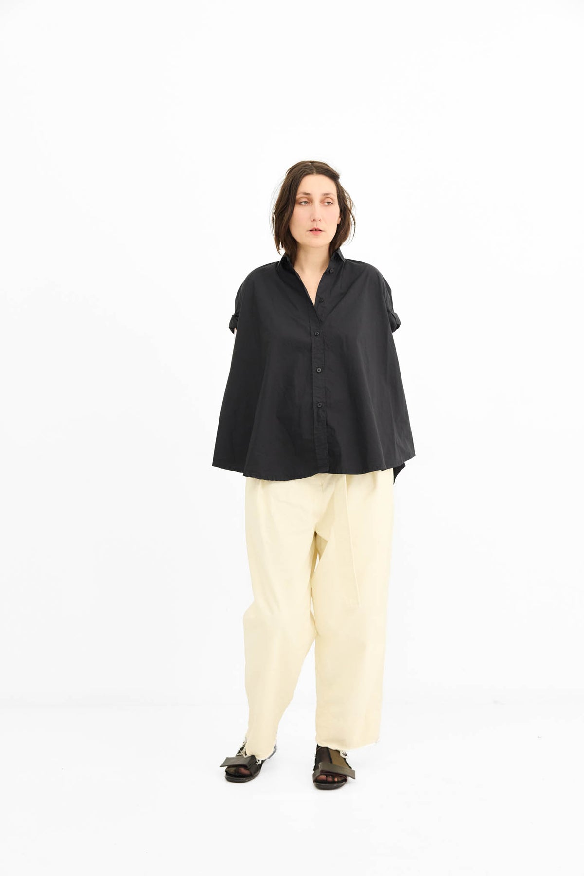 Rolled Sleeve Shirt - Black