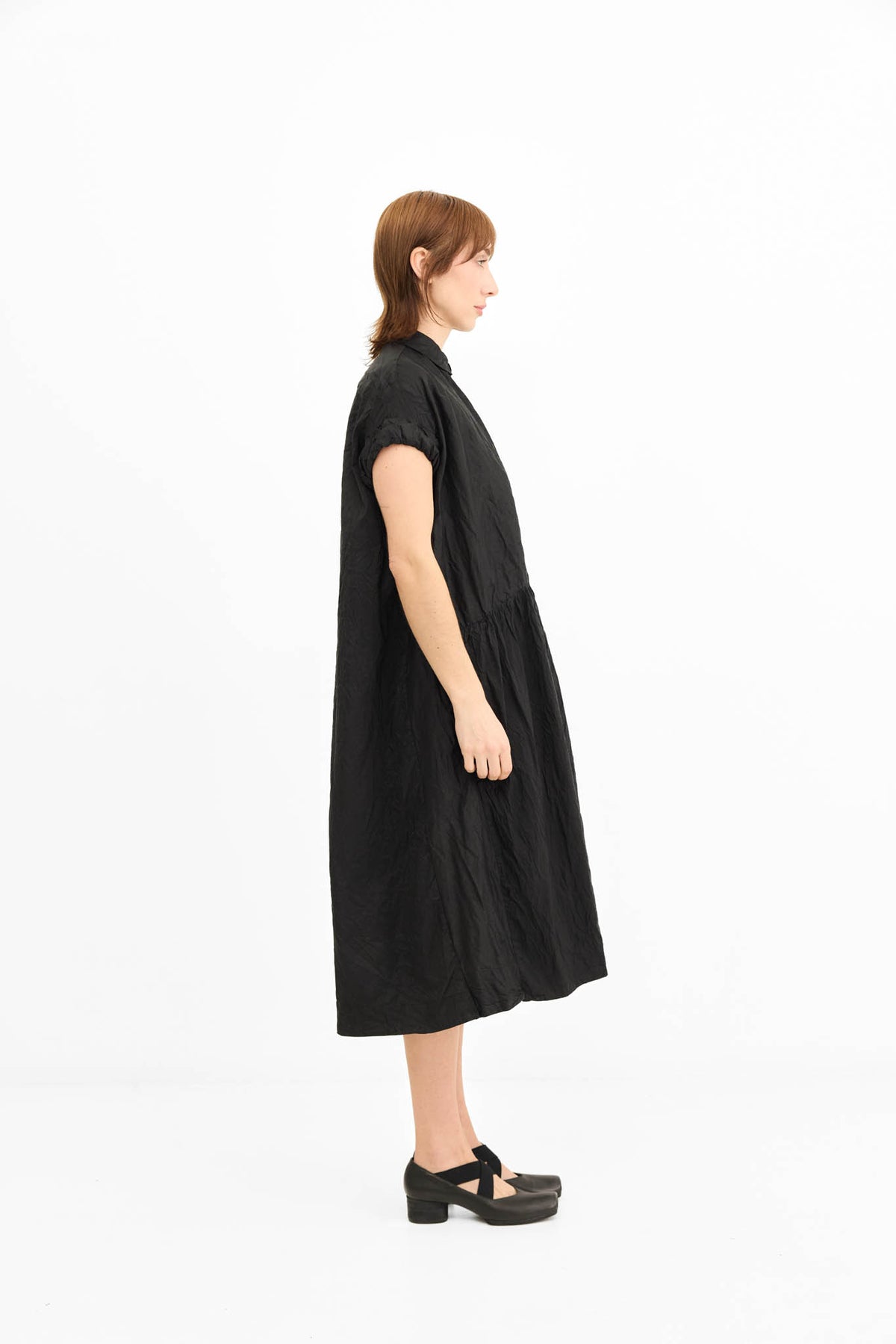 Rolled Sleeve Dress - Black
