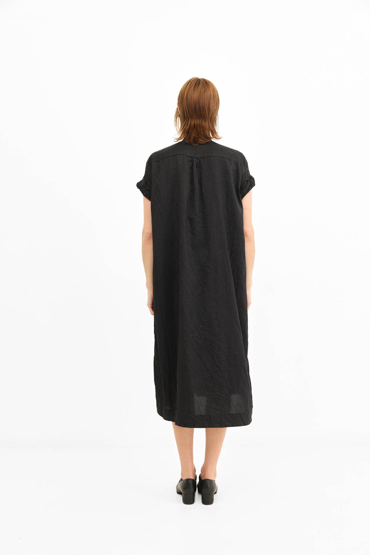 Rolled Sleeve Dress - Black