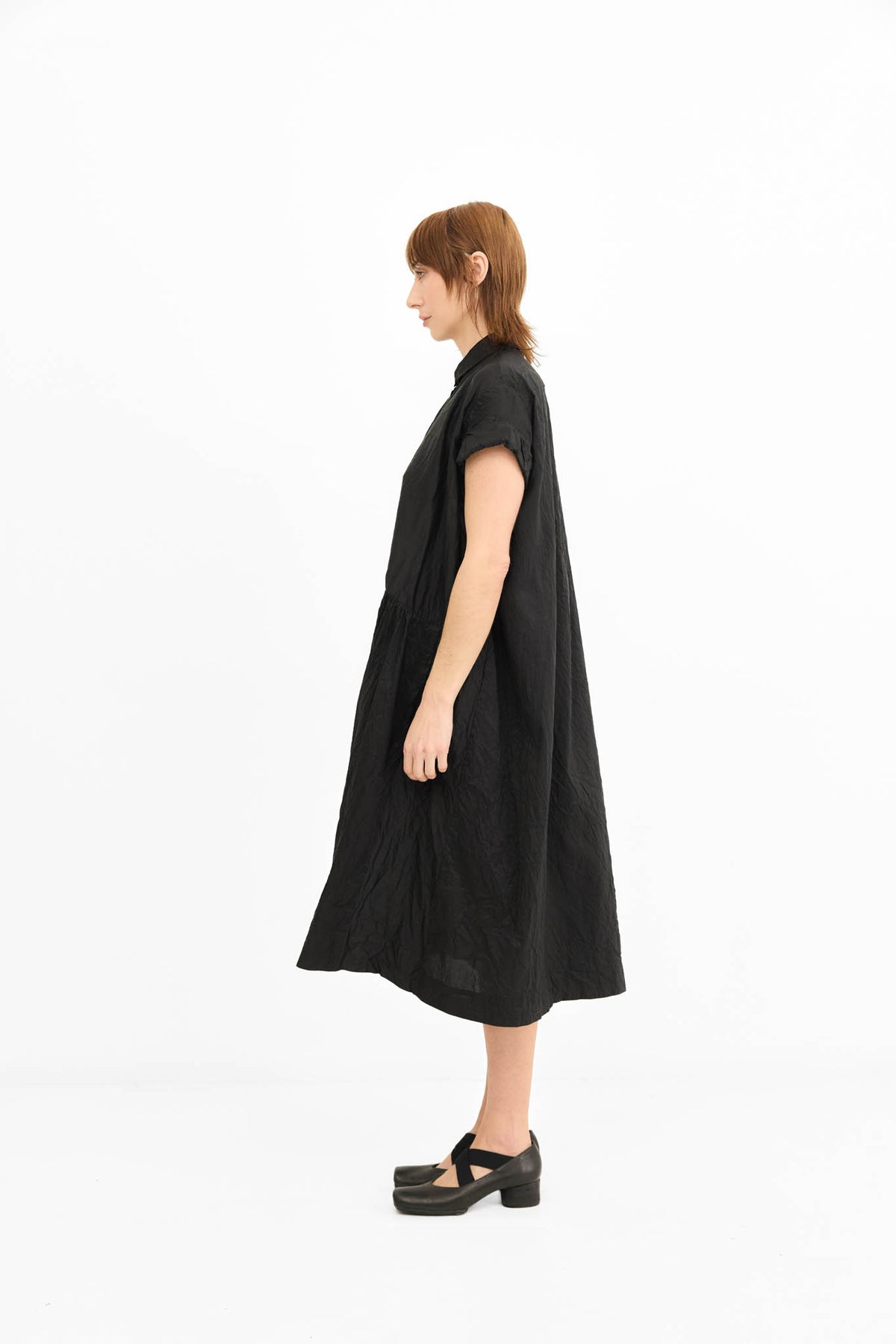 Rolled Sleeve Dress - Black