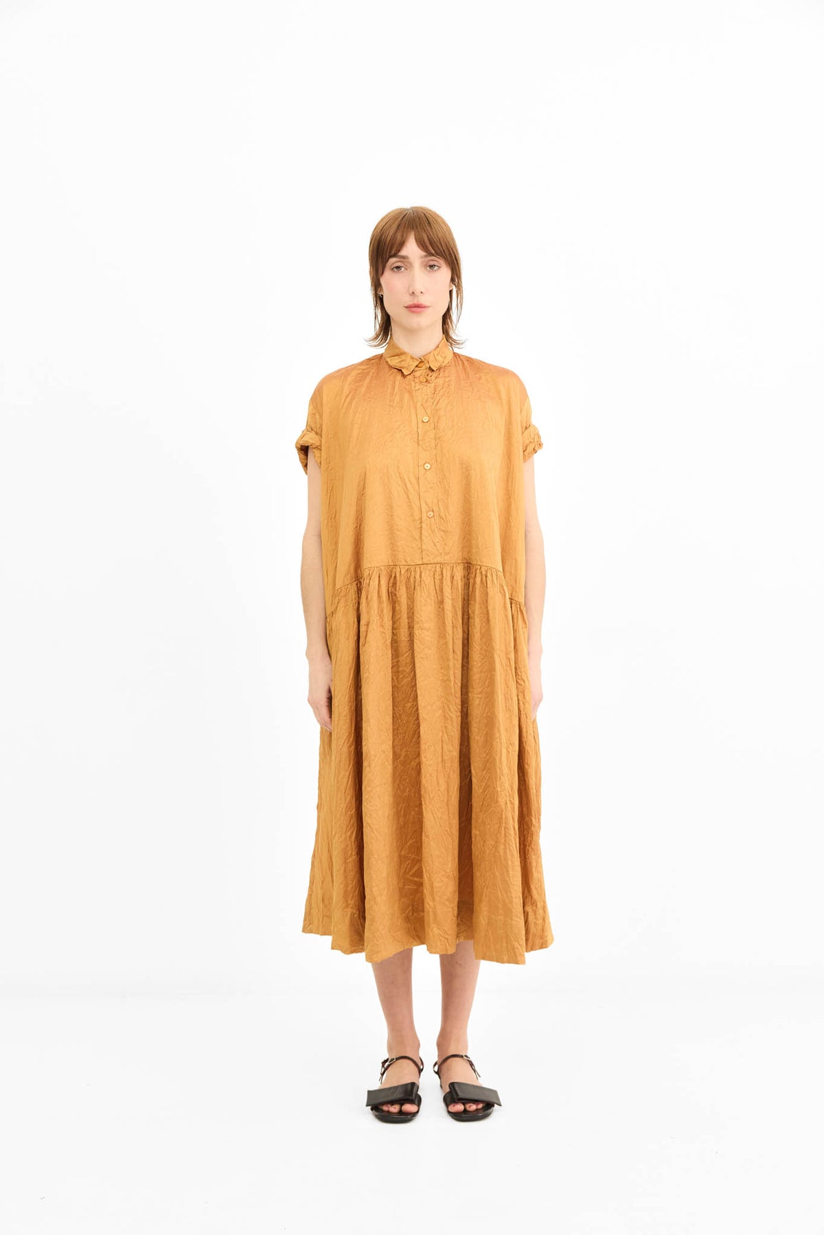 Rolled Sleeve Dress - Terracotta