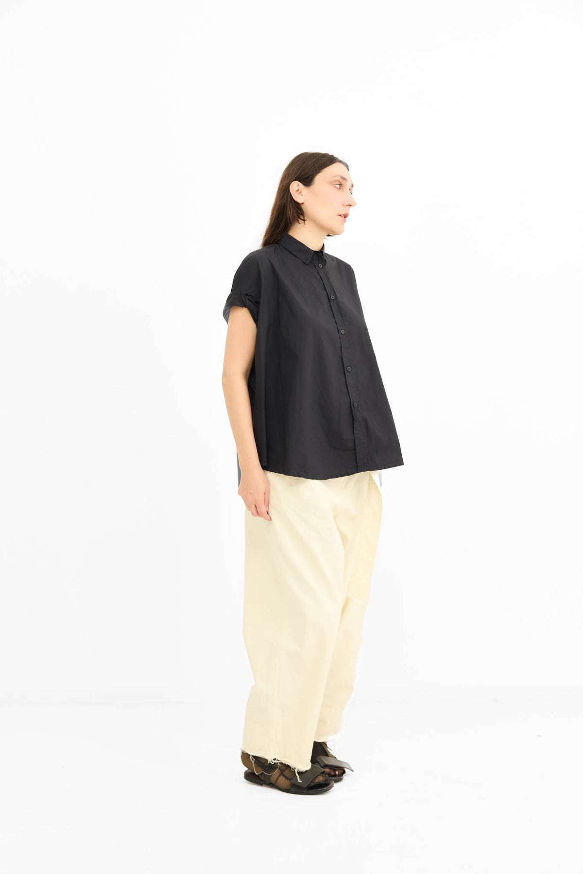 Rolled Sleeve Shirt - Black