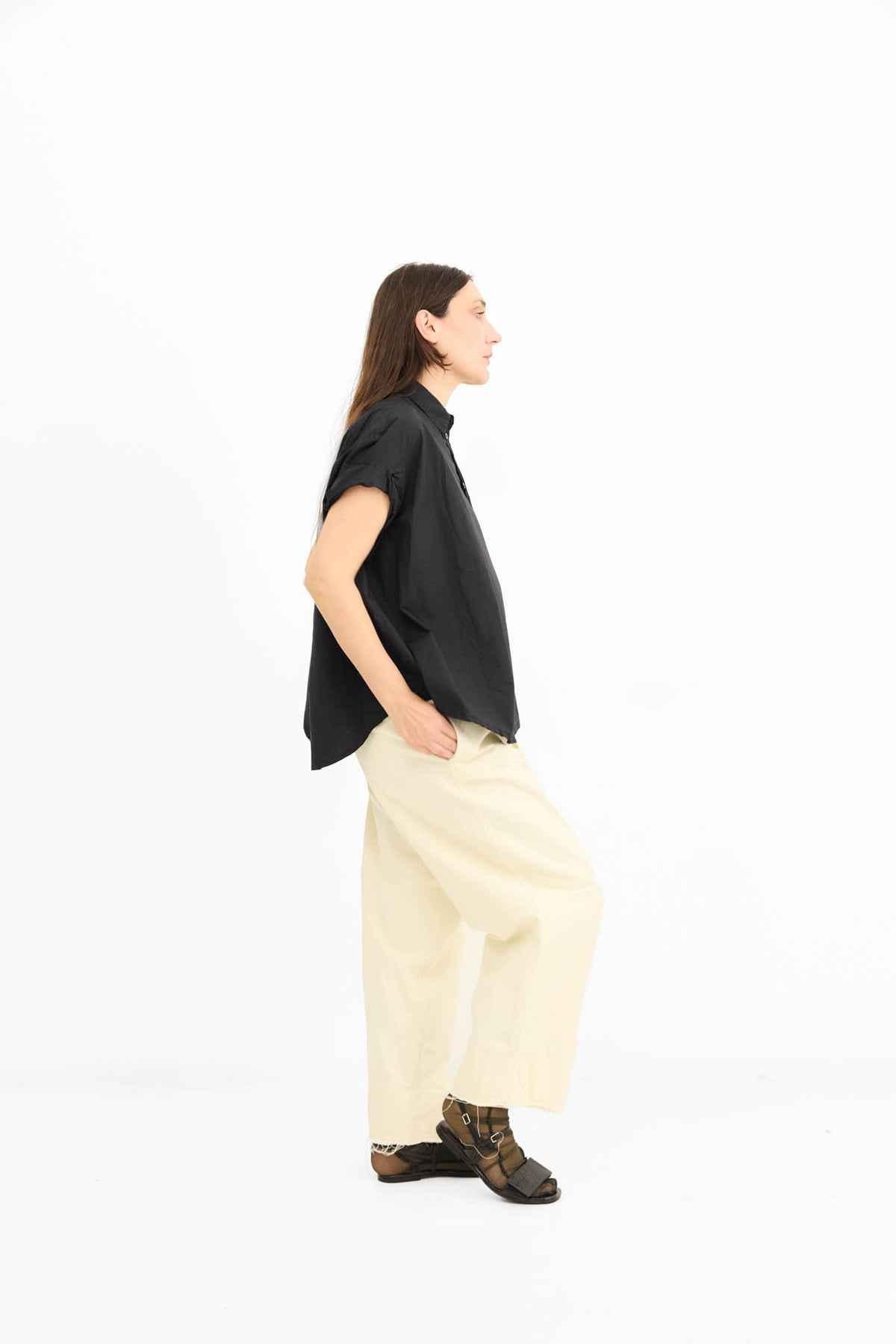 Rolled Sleeve Shirt - Black