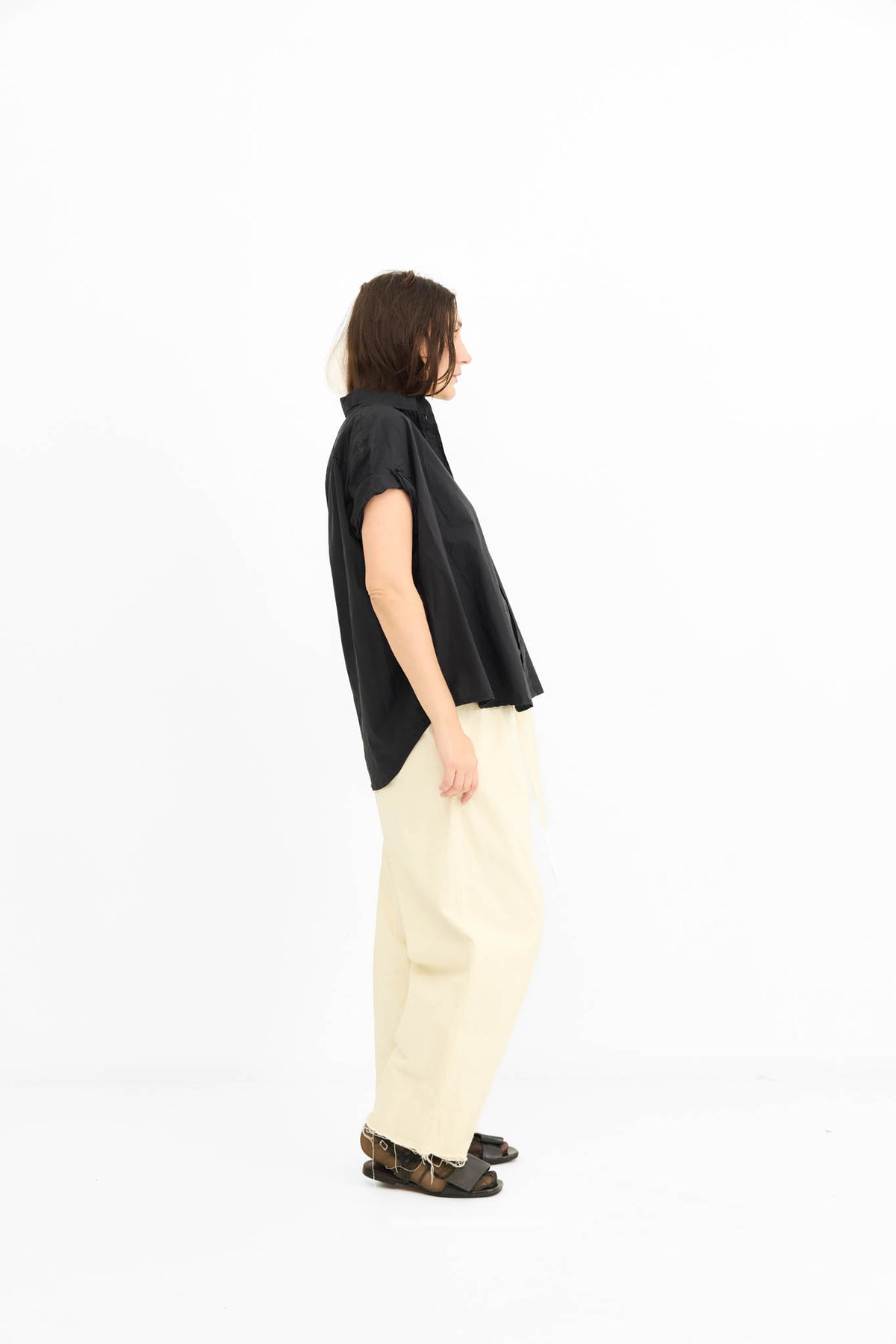 Rolled Sleeve Shirt - Black