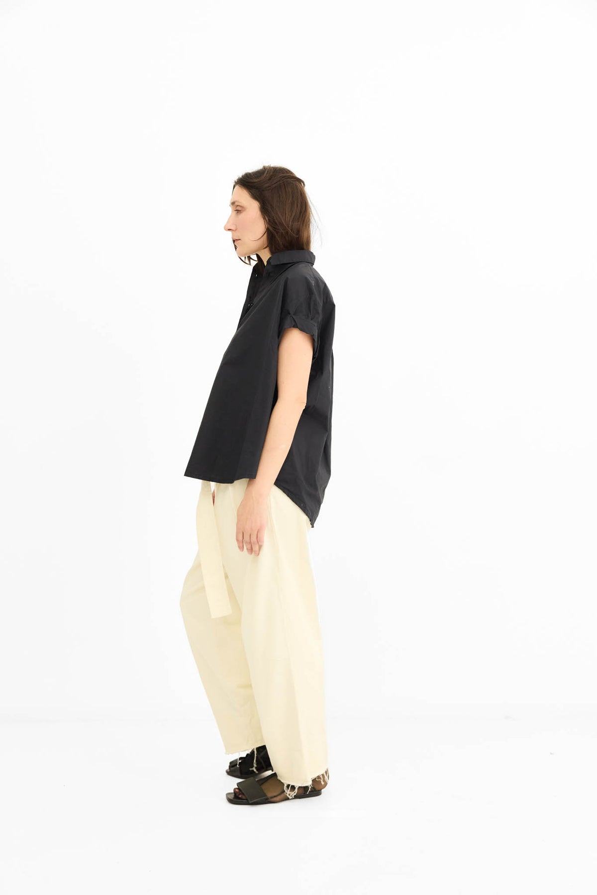 Rolled Sleeve Shirt - Black