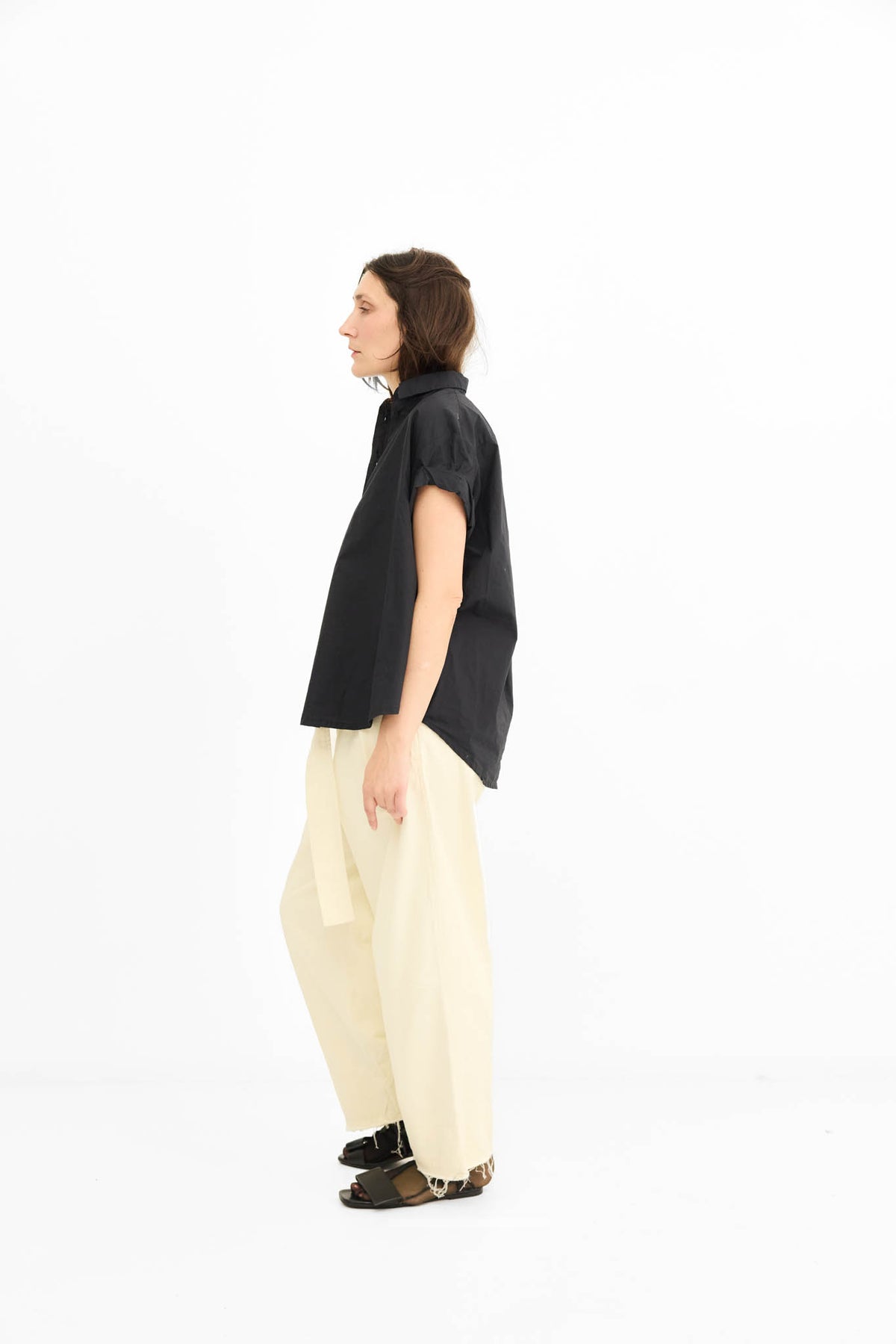 Rolled Sleeve Shirt - Black