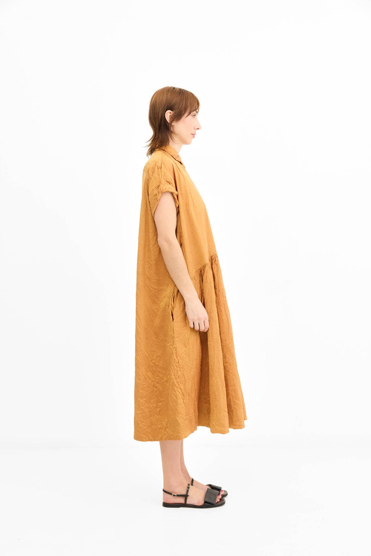 Rolled Sleeve Dress - Terracotta