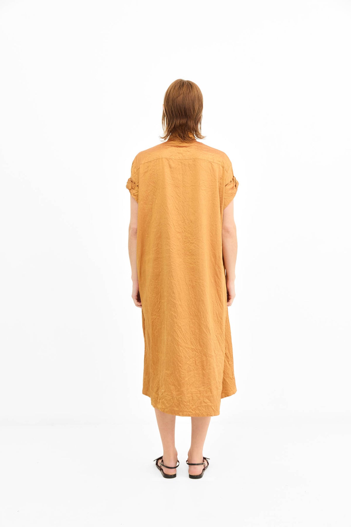 Rolled Sleeve Dress - Terracotta