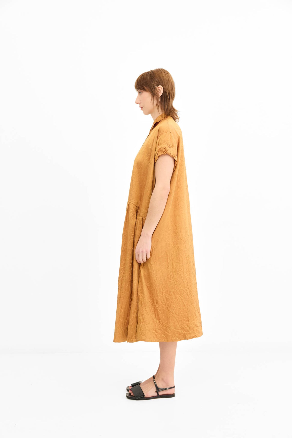 Rolled Sleeve Dress - Terracotta
